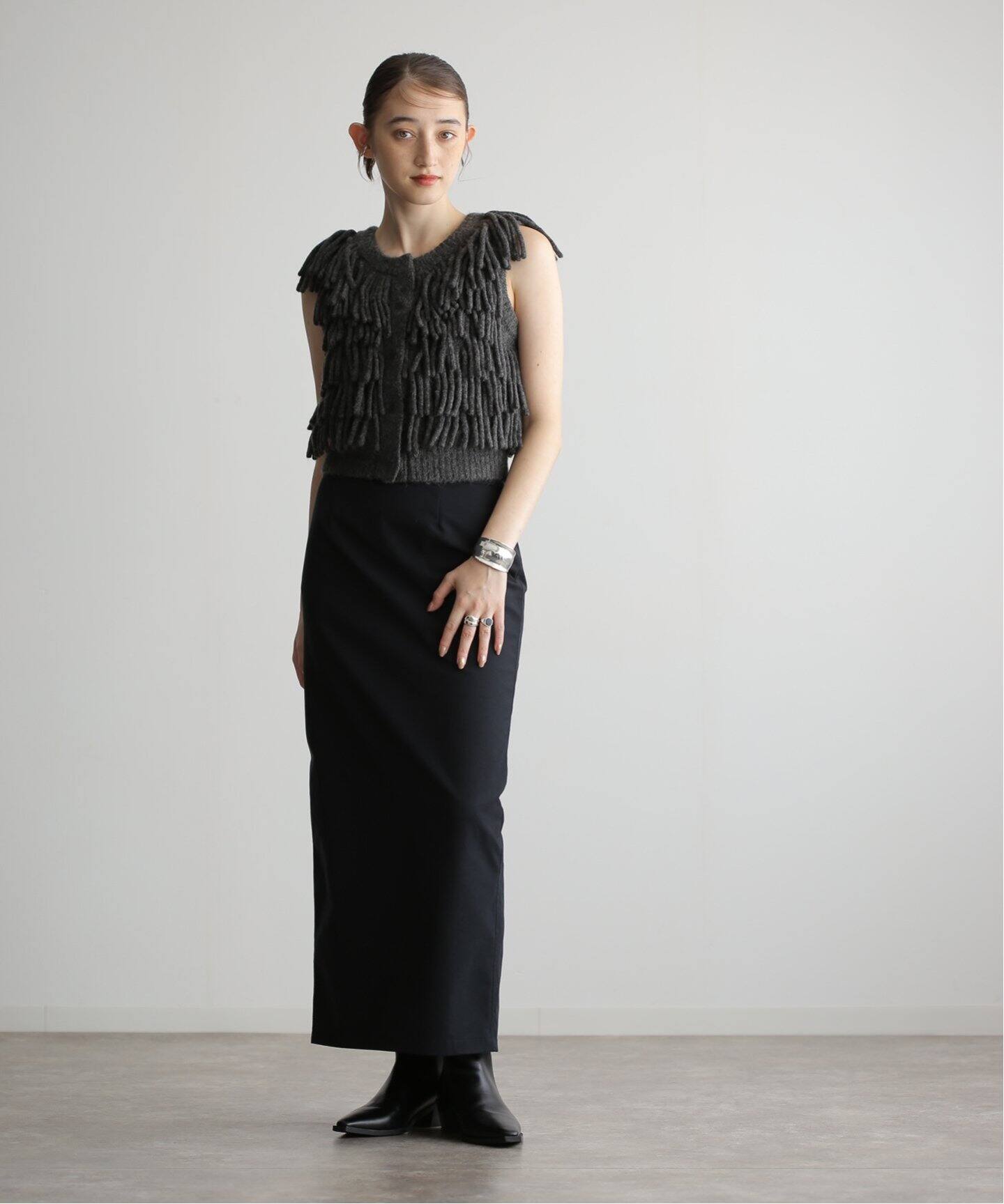 CLANE W FACE FRINGE KNIT VEST 17106-2082（ベスト）｜BOICE FROM 