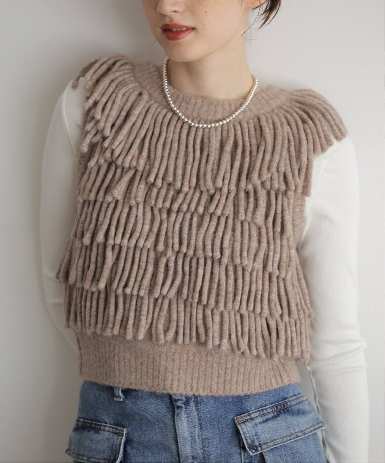 CLANE W FACE FRINGE KNIT VEST 17106-2082（ベスト）｜BOICE FROM 