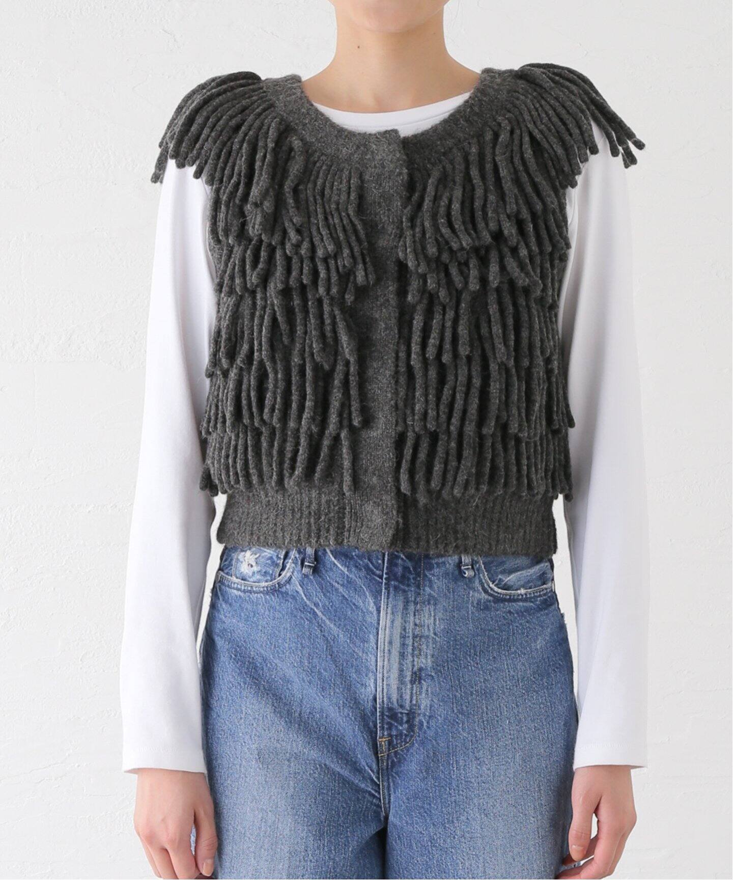 CLANE W FACE FRINGE KNIT VEST 17106-2082（ベスト）｜BOICE FROM 