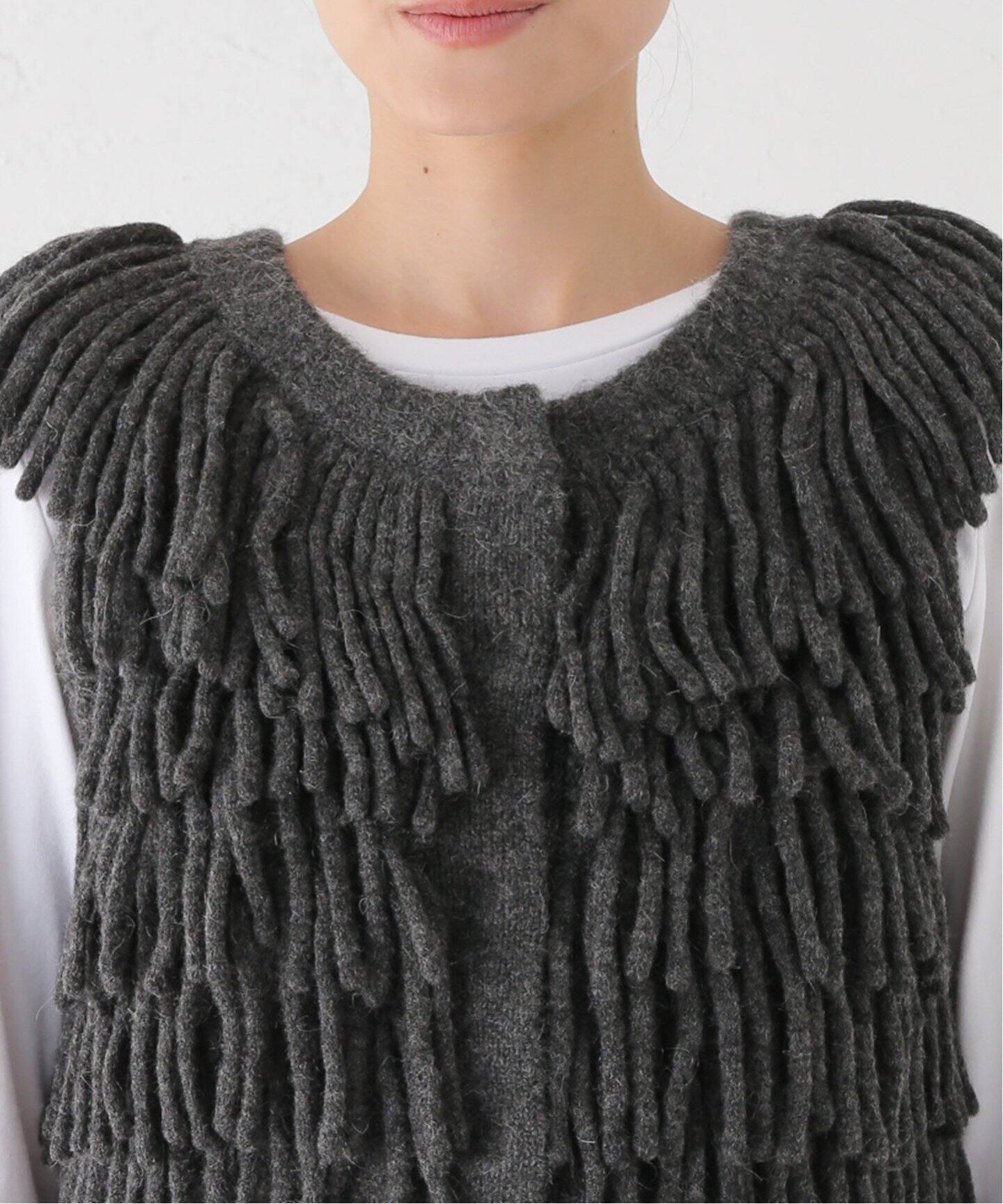CLANE W FACE FRINGE KNIT VEST 17106-2082（ベスト）｜BOICE FROM 