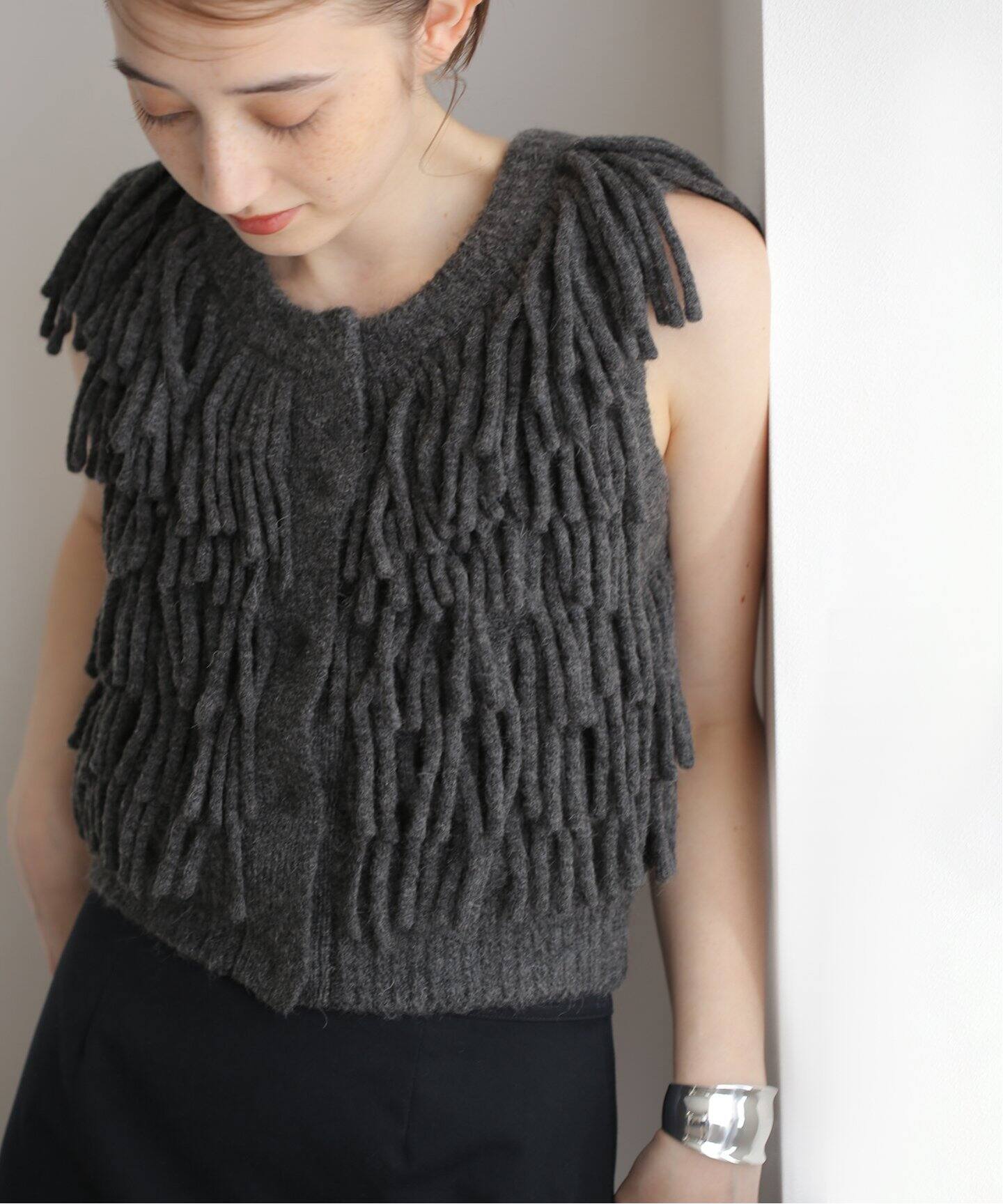 CLANE W FACE FRINGE KNIT VEST 17106-2082（ベスト）｜BOICE FROM 