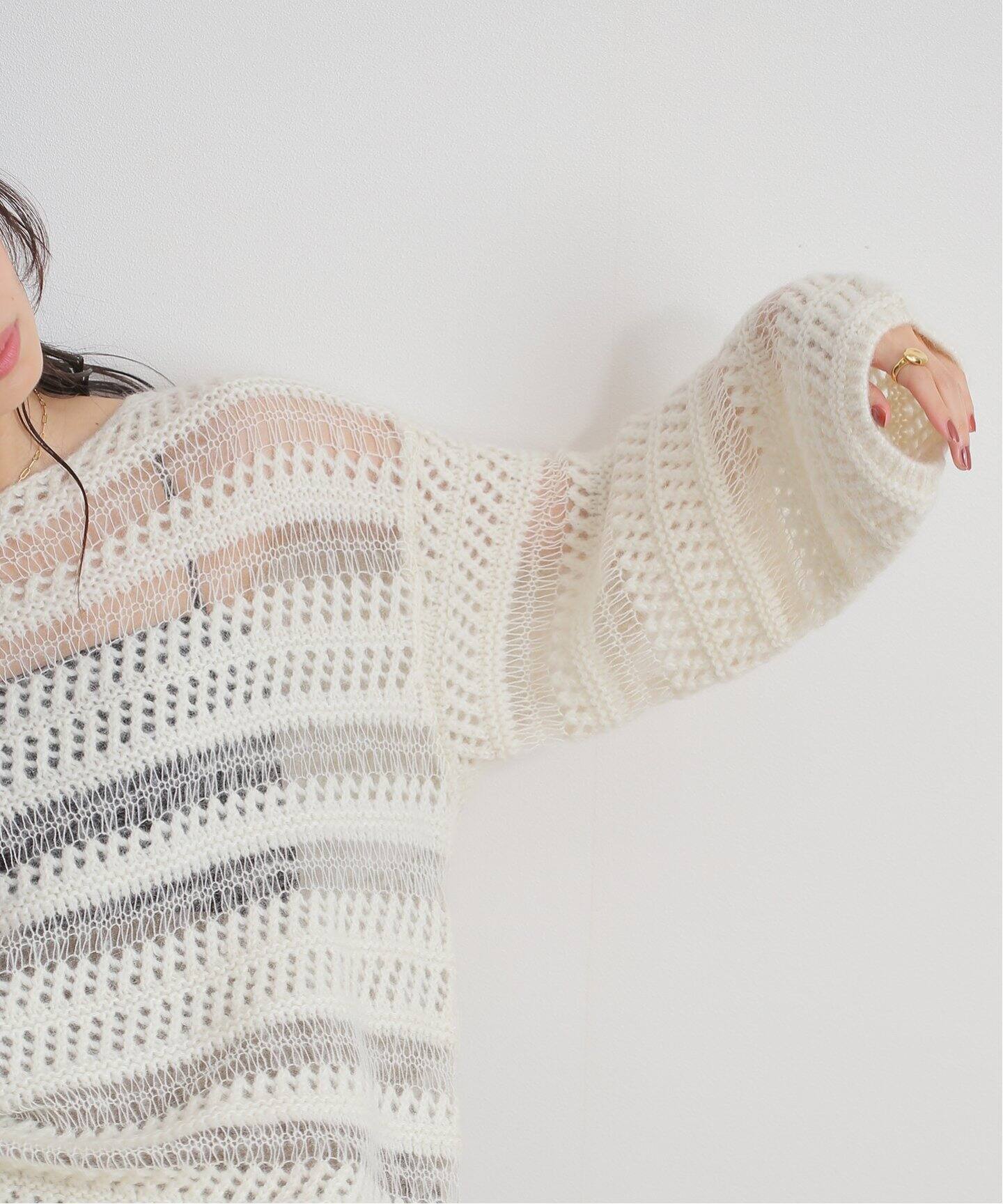 CLANE SHEER BORDER KNIT 17106-2042（ニット／セーター）｜BOICE FROM 