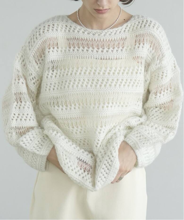 CLANE SHEER BORDER KNIT 17106-2042（ニット／セーター）｜BOICE FROM 