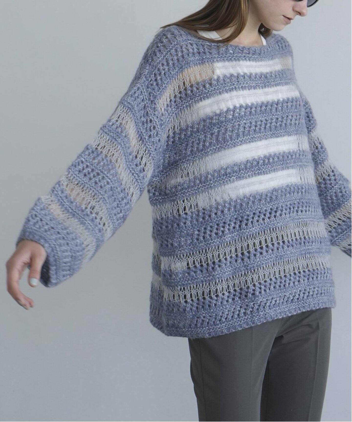 CLANE SHEER BORDER KNIT 17106-2042（ニット／セーター）｜BOICE FROM 
