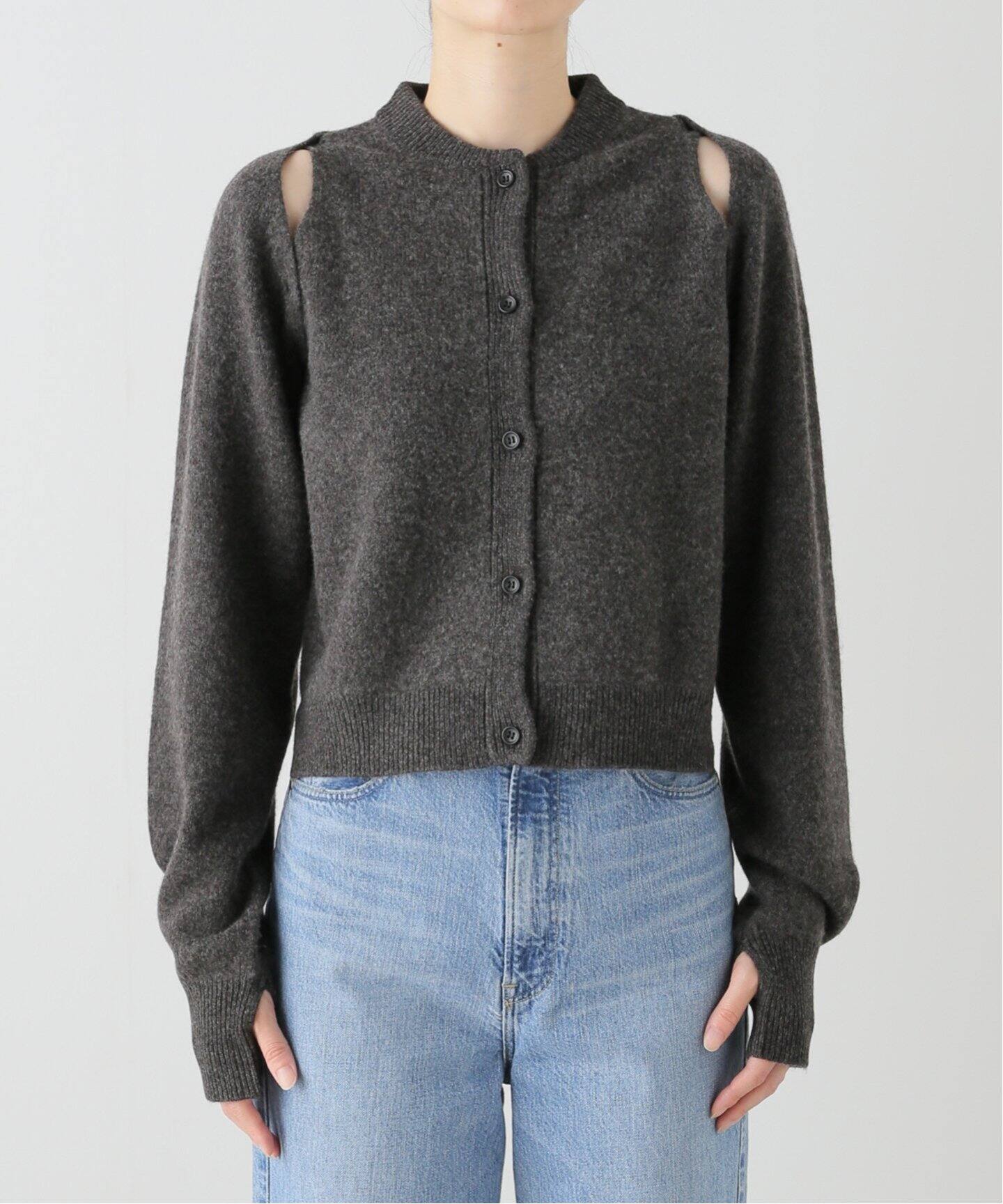 CLANE ARRANGE KNIT TOPS チャコールグレーsize2