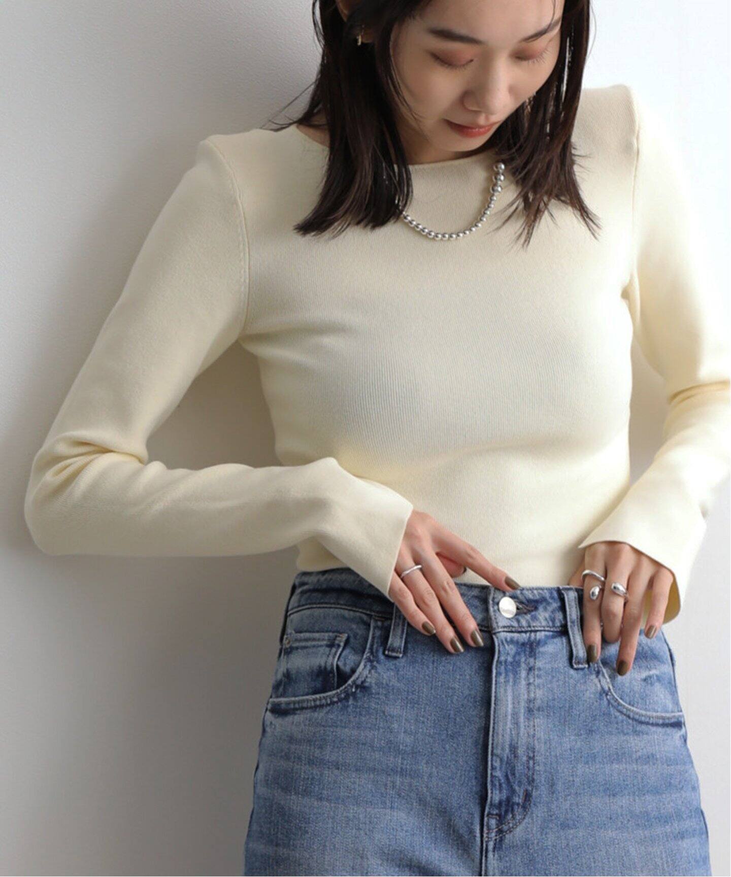 CLANE SHOULDER PADS KNIT TOPS 17106-2132（ニット／セーター  