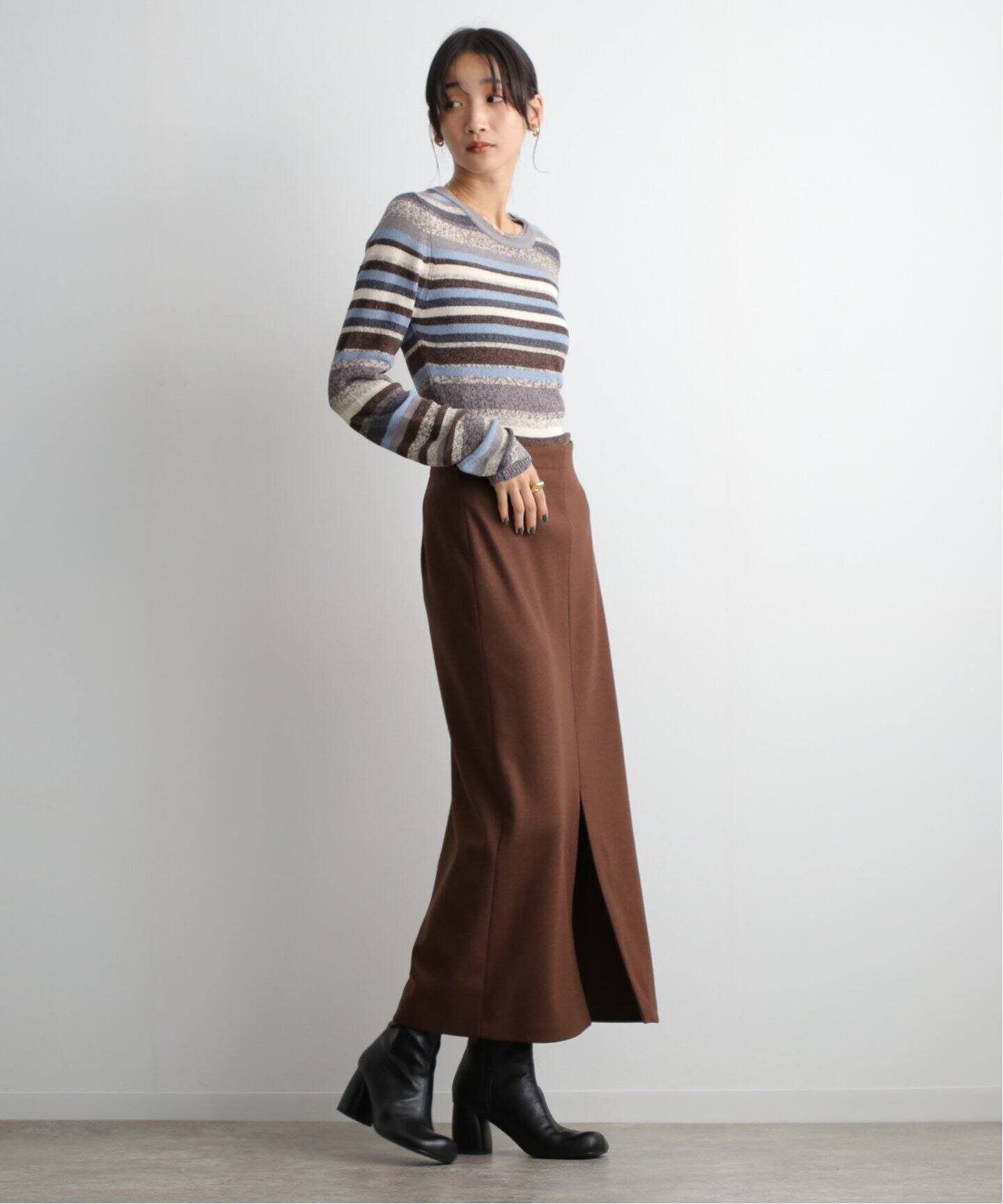 CLANE MOLE MIX BORDER KNIT TOPS 17106-2402（ニット／セーター 