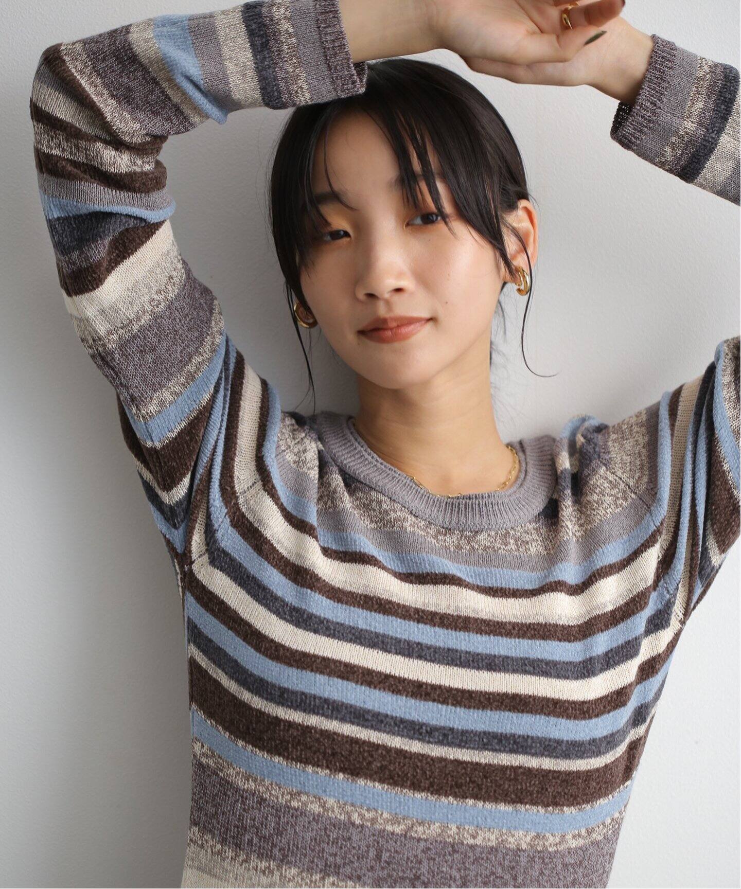 CLANE MOLE MIX BORDER KNIT TOPS 17106-2402（ニット／セーター  