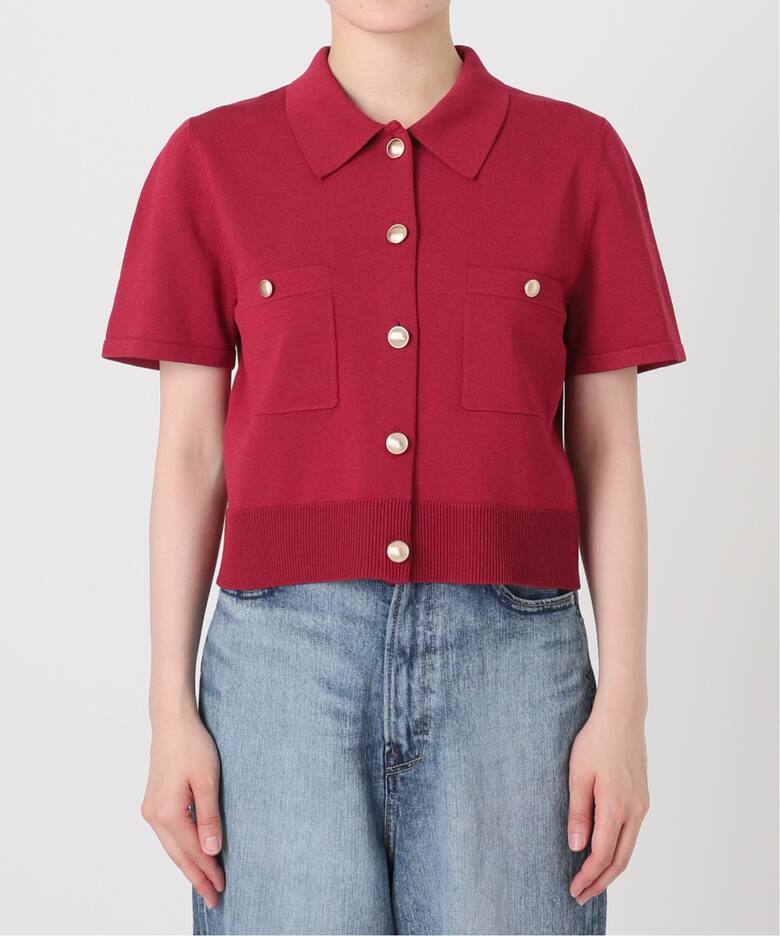 ウォッシャブル襟付きニットジャケット（ニット／セーター）｜La  