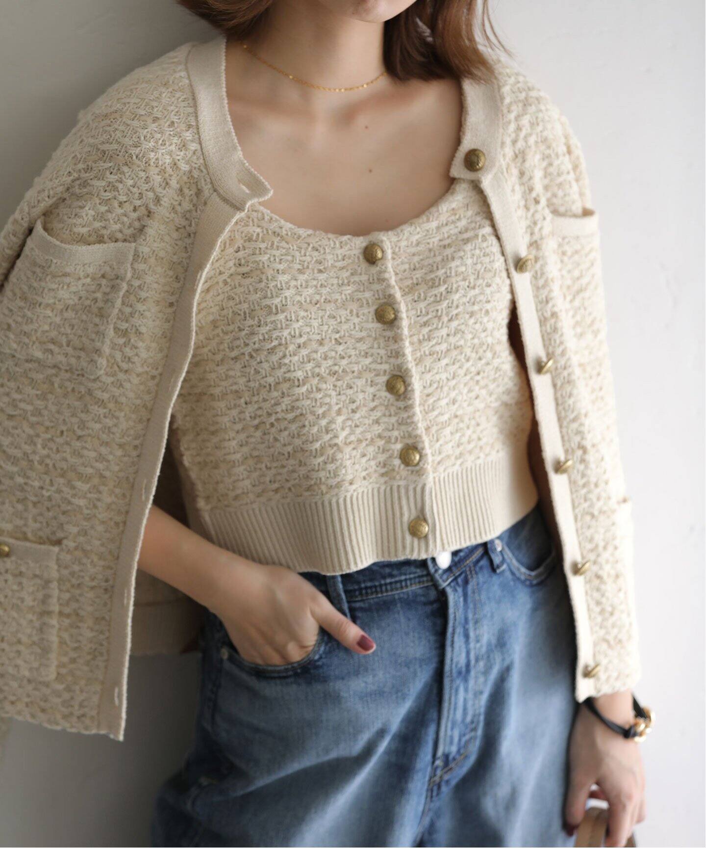 La TOTALITE - 最終sale⭐︎新品❤︎ラトータリテ❤︎チェック ツイード フリンジトップス ニットツィードビスチェ（ニット／セーター）｜La Totalite（ラ