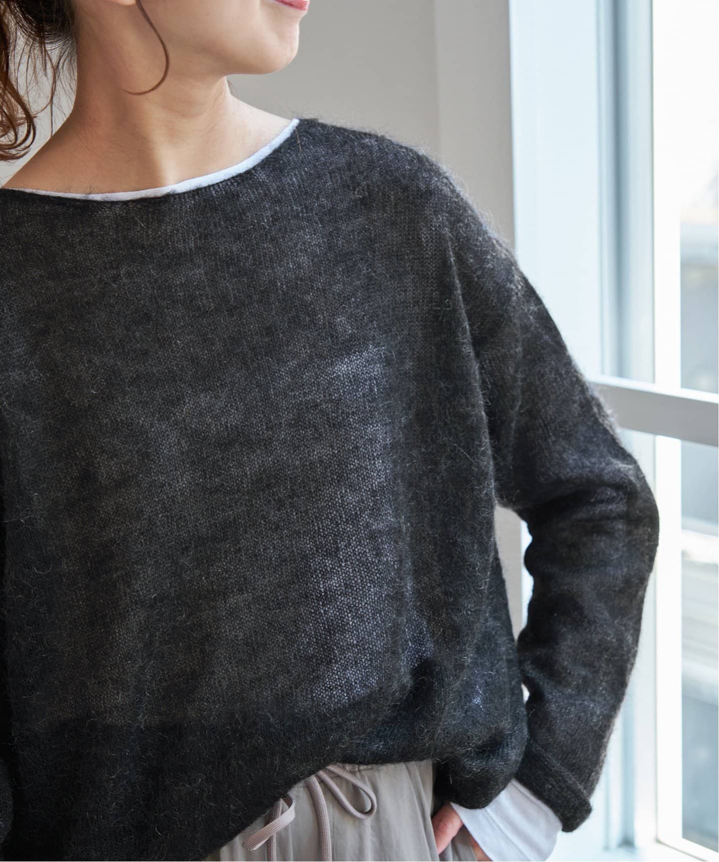 WEB限定カラー有り / 追加》ルーズモヘヤMIXボートネックニット