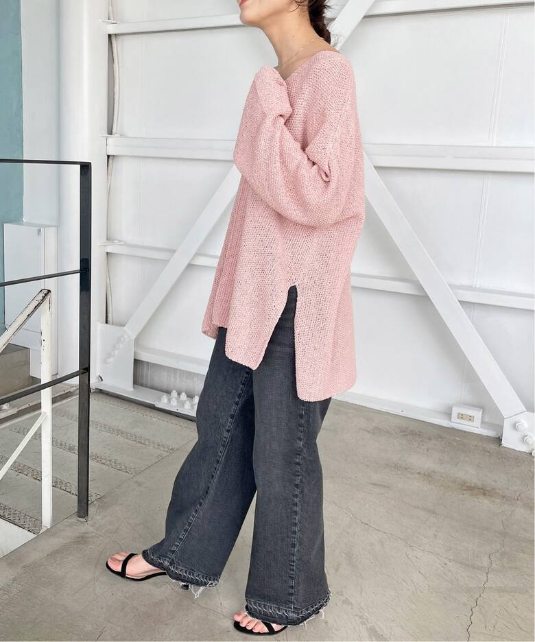 カノコ編みペーパーヤーン2WAYルーズニット（ニット／セーター  