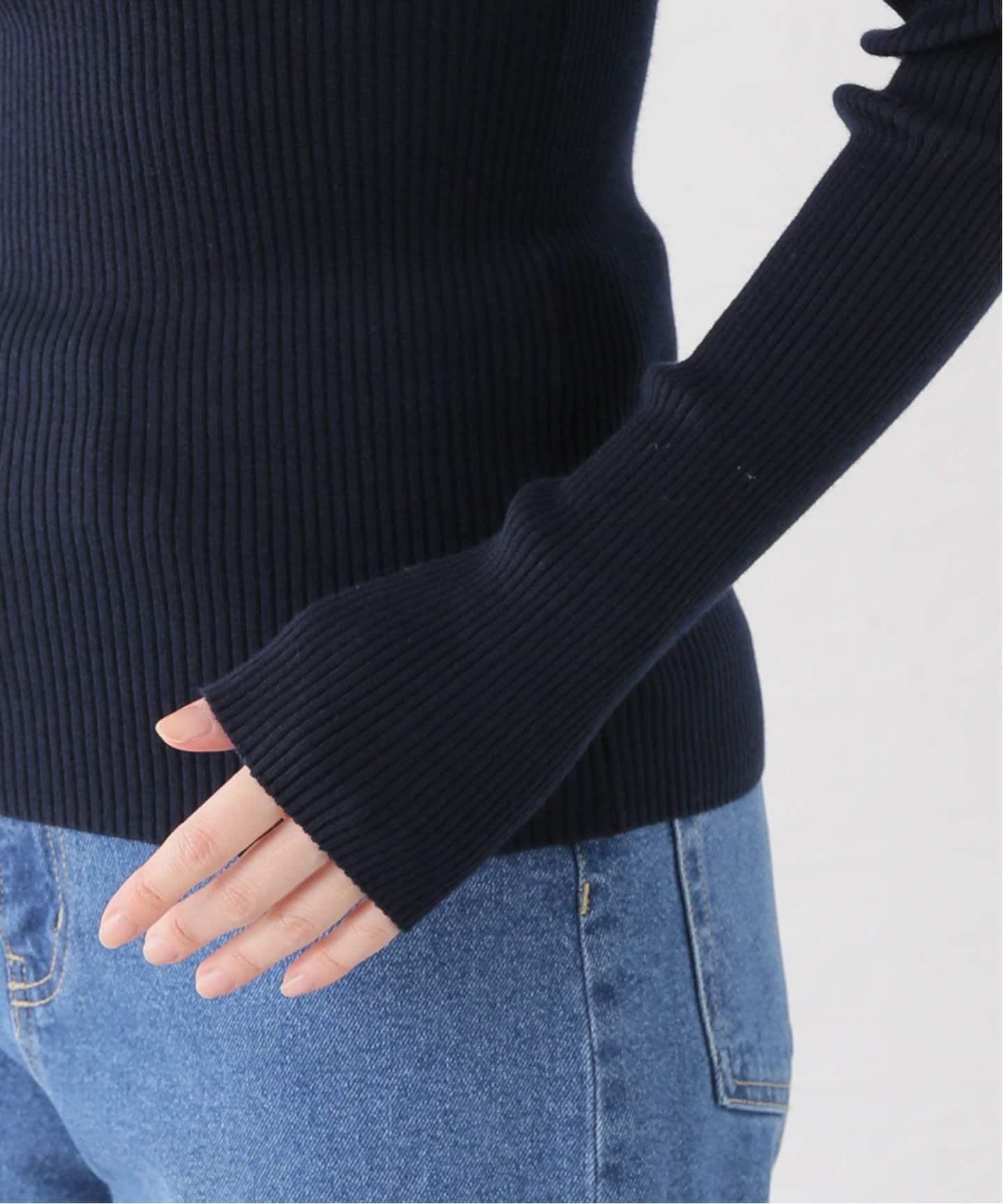 【新品】スピックアンドスパン　Uネックヘンリーリブニット　ネイビー Uネックヘンリーリブニット（ニット／セーター）｜Spick and Span