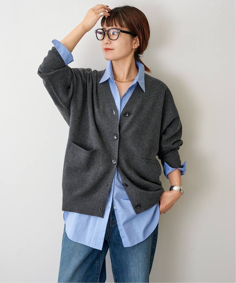 ≪WEB+一部店舗限定追加≫ダブルジャガード ビッグカーディガン  