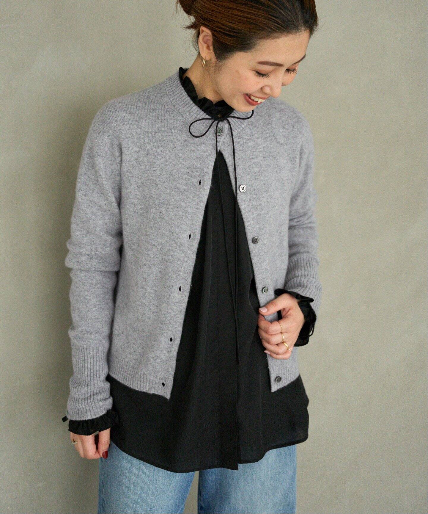 カシミヤ コンパクト クルーネックカーディガン（カーディガン  