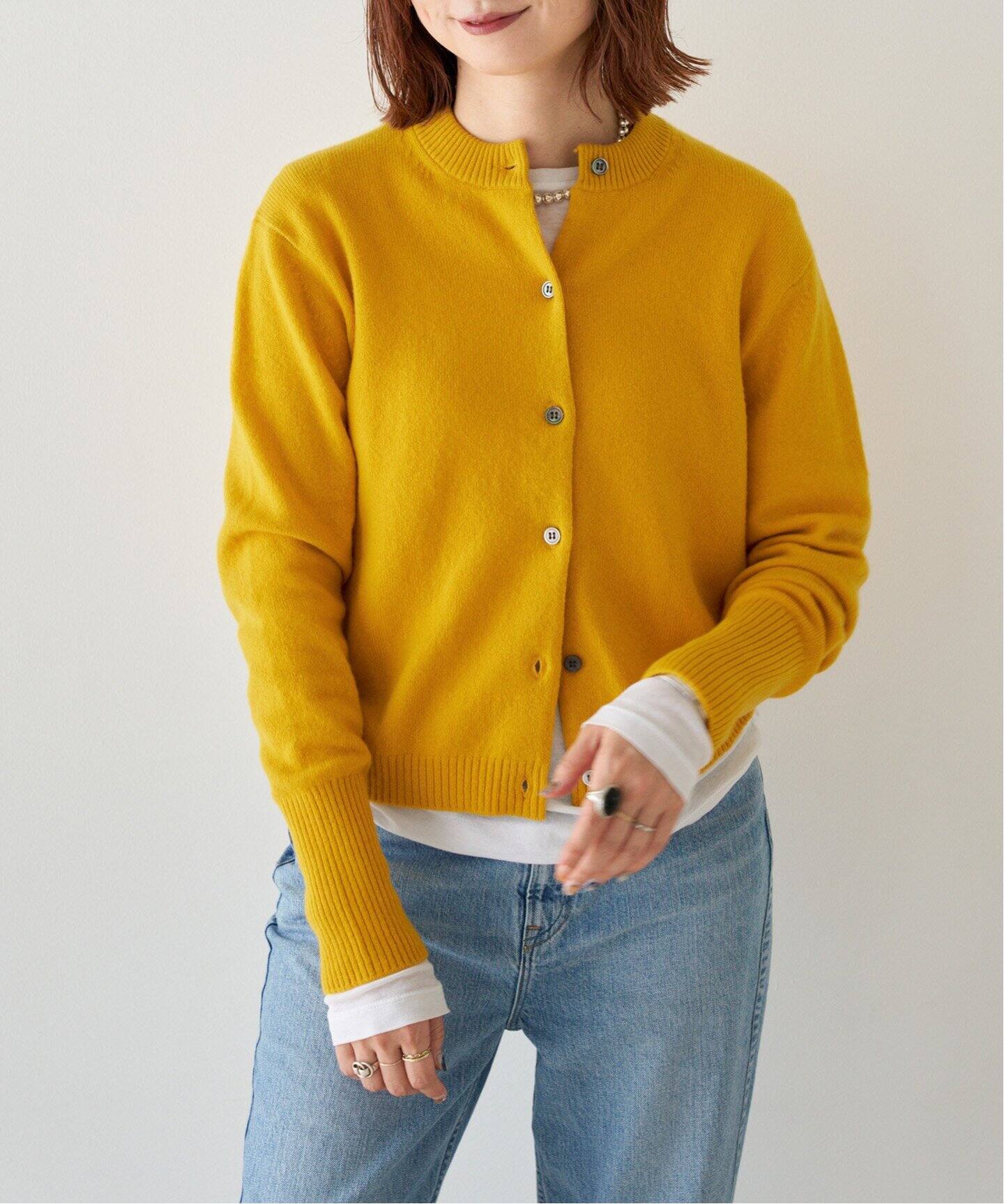 カシミヤ コンパクト クルーネックカーディガン（カーディガン  