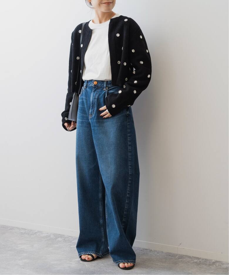 ビジューモールニットジャケット（ノーカラージャケット）｜Spick and  