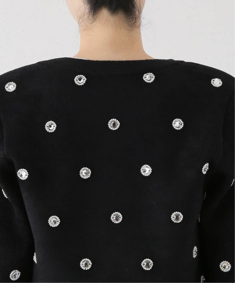 ビジューモールニットジャケット（ノーカラージャケット）｜Spick and  