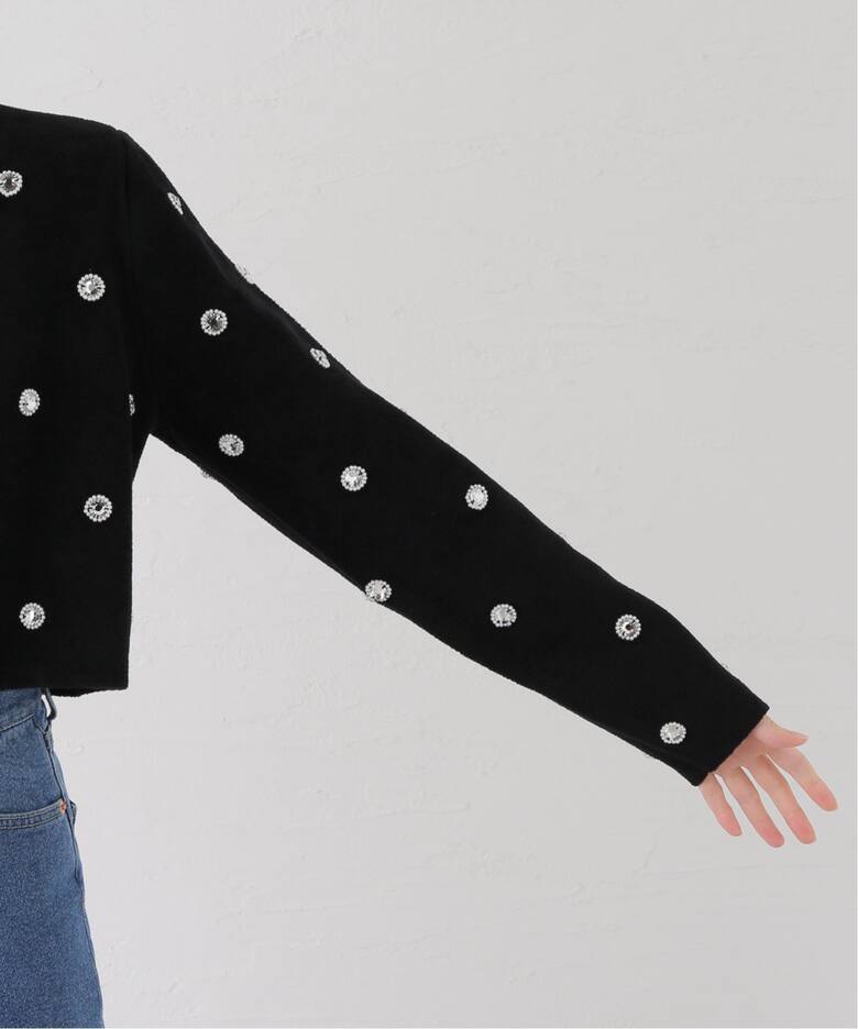 ビジューモールニットジャケット（ノーカラージャケット）｜Spick and  