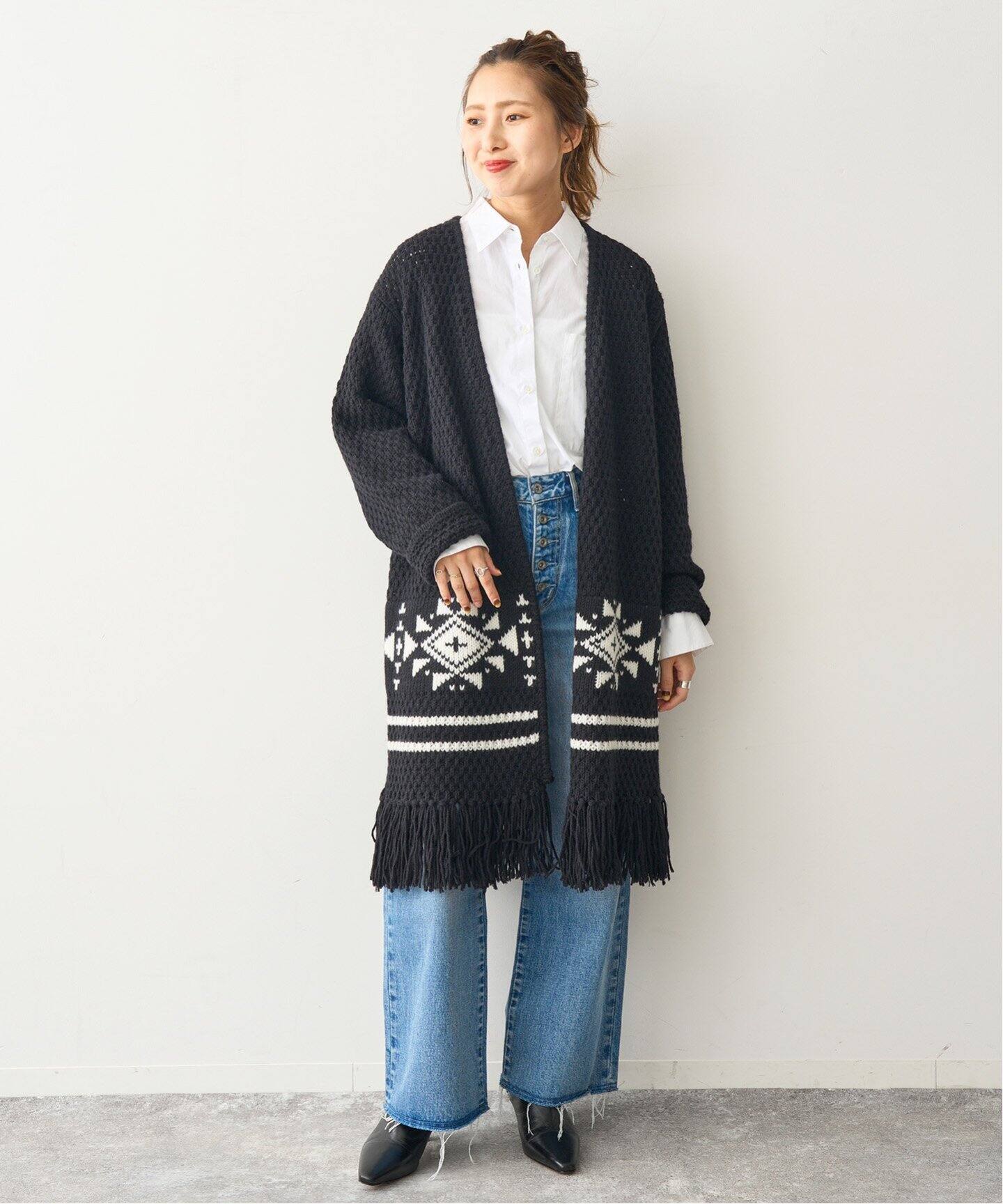 ジャガード フリンジニットカーディガン（カーディガン）｜Spick and  