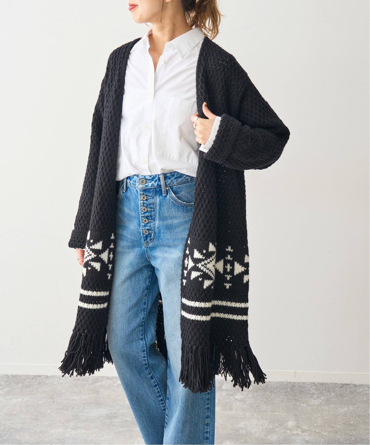 ジャガード フリンジニットカーディガン（カーディガン）｜Spick and  