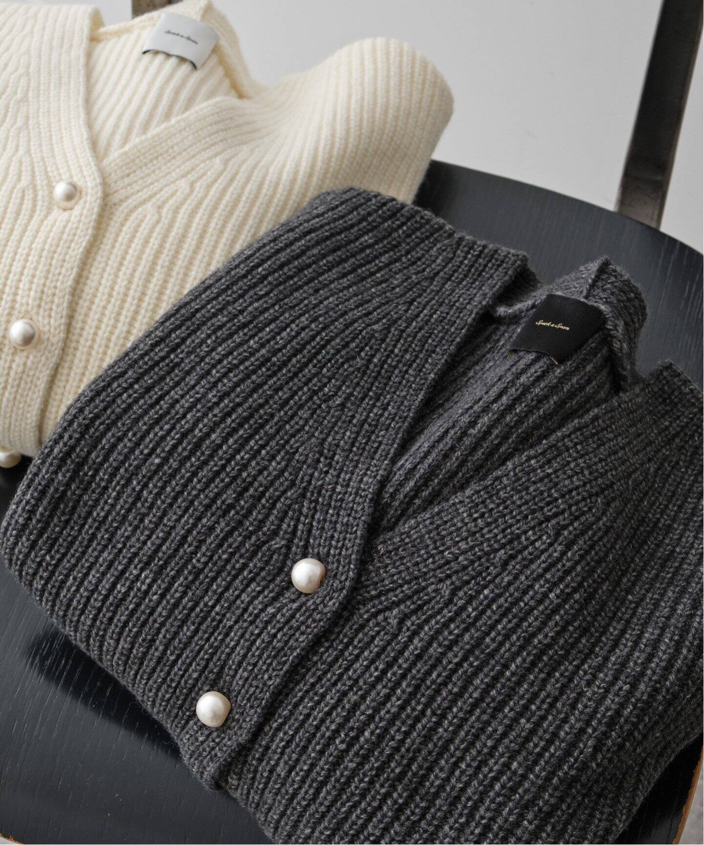 パール畦ニット カーディガン（カーディガン）｜Spick and Span  
