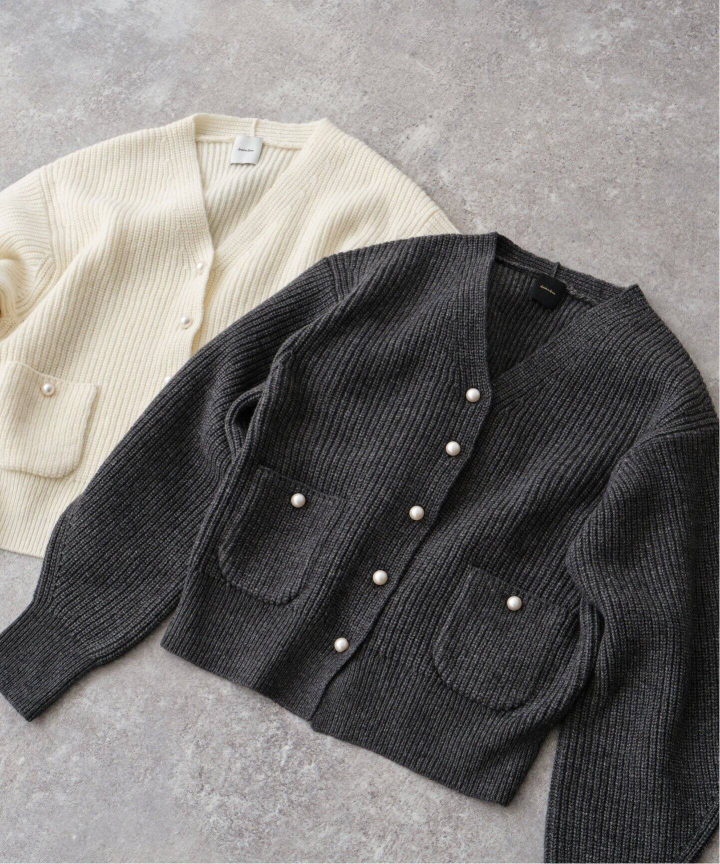 パール畦ニット カーディガン（カーディガン）｜Spick and Span  