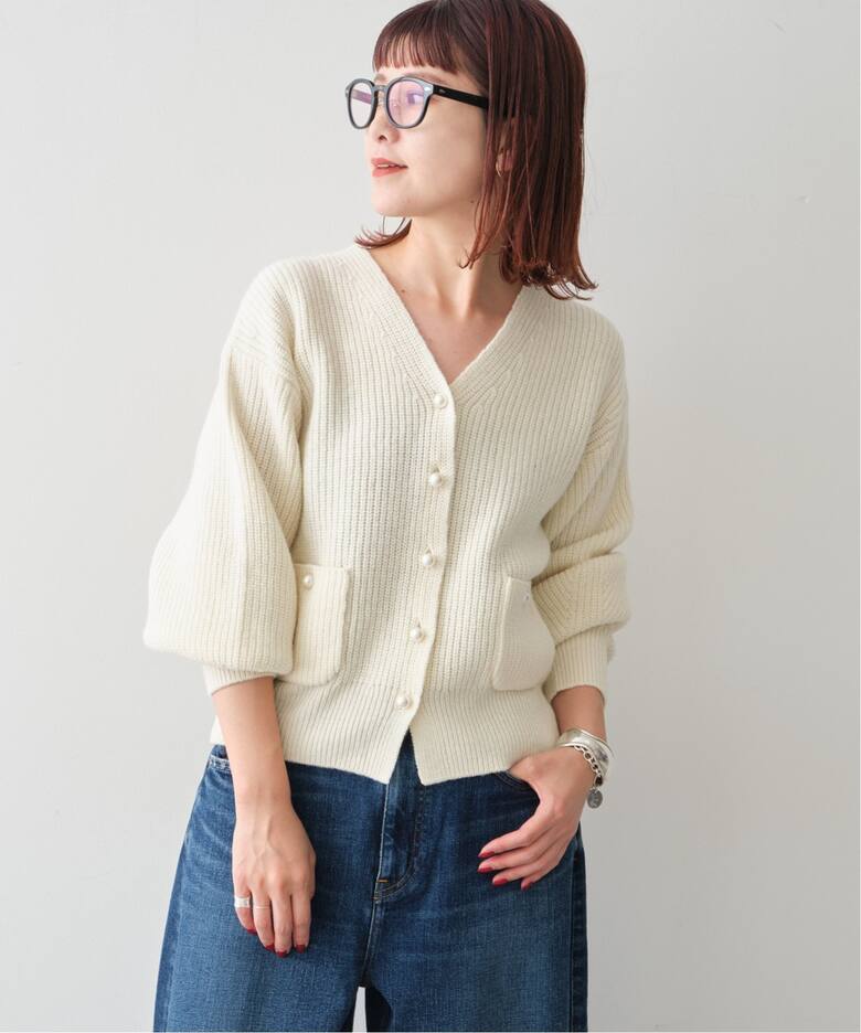 パール畦ニット カーディガン（カーディガン）｜Spick and Span 