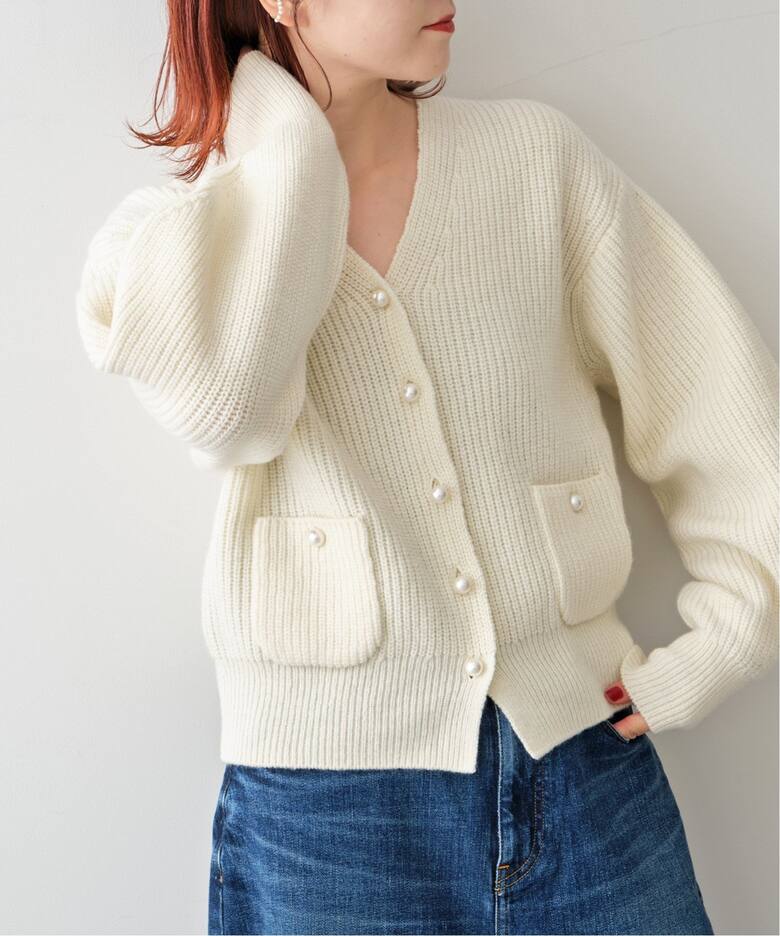 パール畦ニット カーディガン（カーディガン）｜Spick and Span  