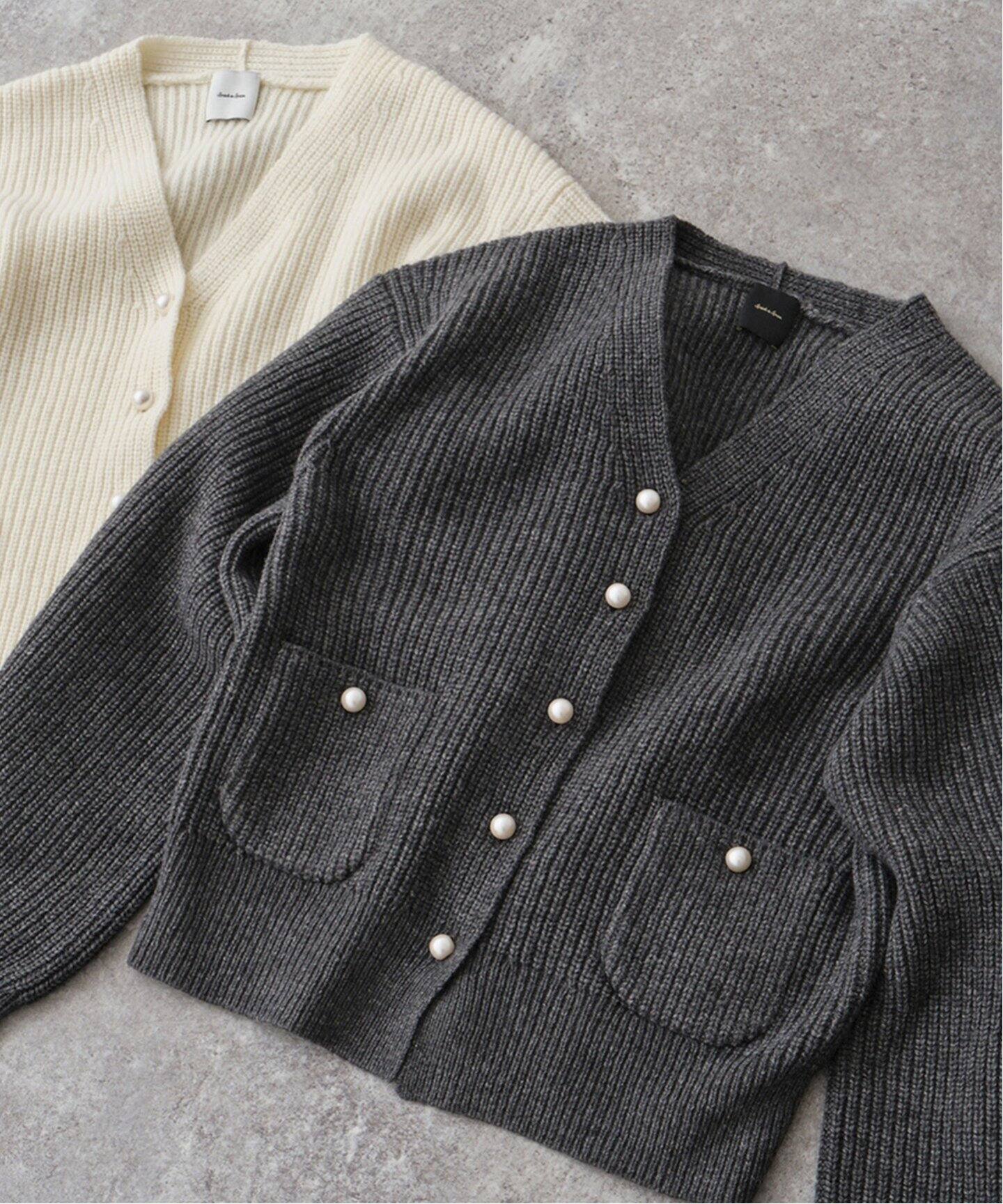 予約》パール畦ニット カーディガン（カーディガン）｜Spick and Span  