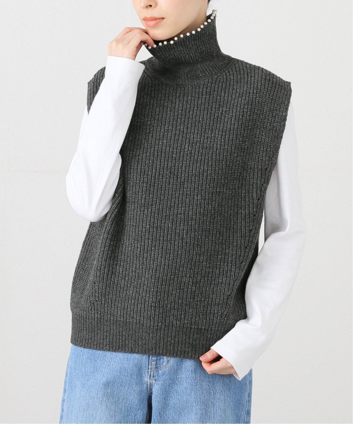 パールハイネックニットベスト（ベスト）｜Spick and Span（スピック  