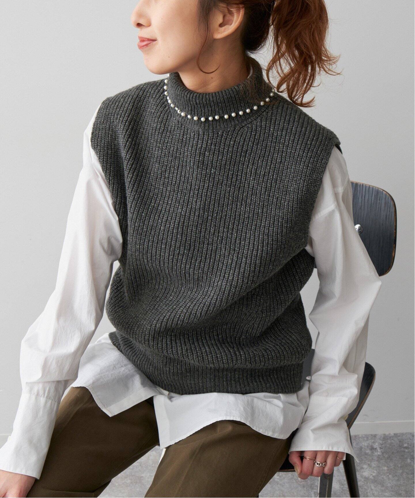 パールハイネックニットベスト（ベスト）｜Spick and Span（スピック  