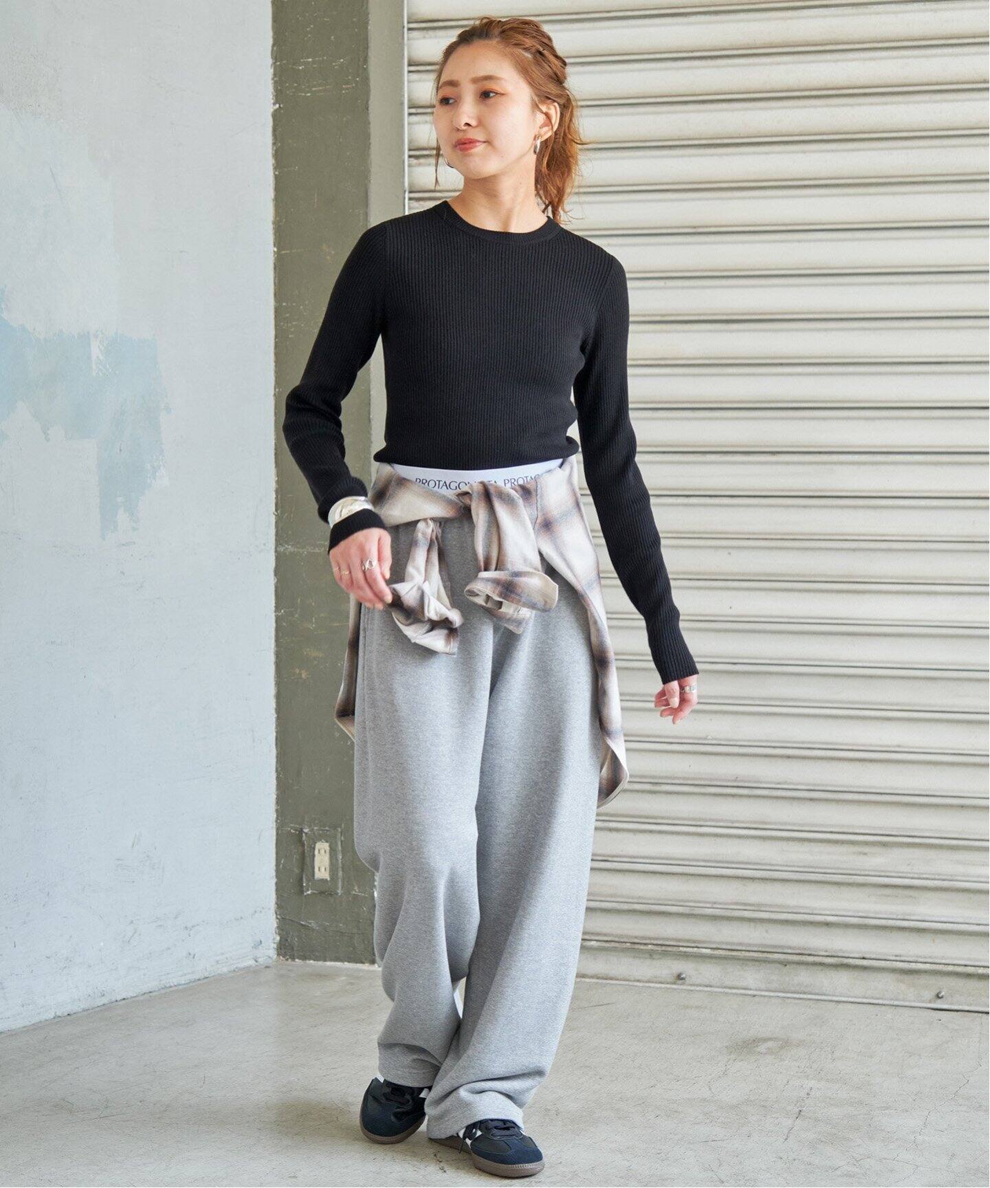 WEB限定追加》ウォッシャブル クルーネックリブニット（ニット