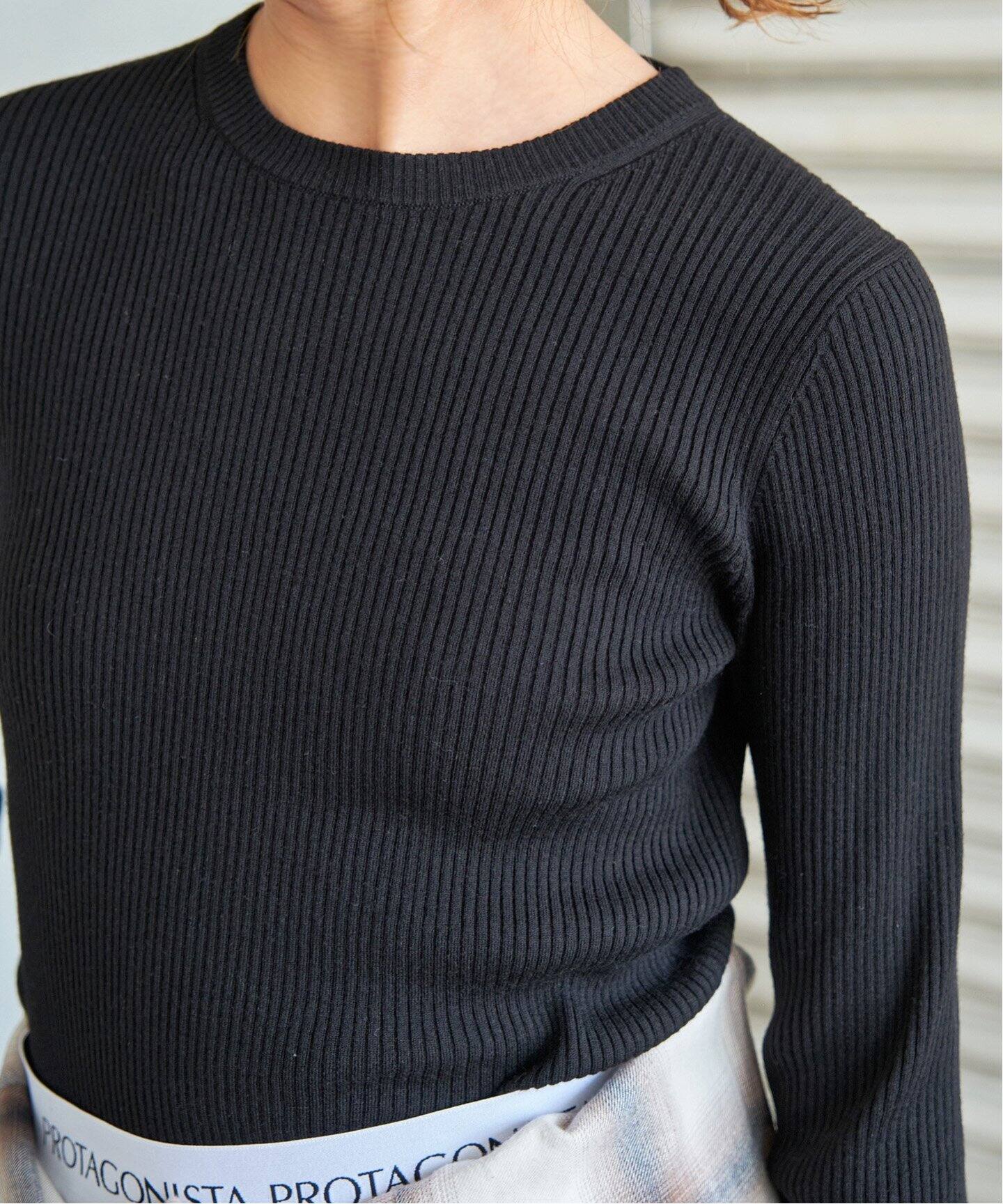 スピックアンドスパン　ウォッシャブル クルーネックリブニット ウォッシャブル クルーネックリブニット（ニット/セーター