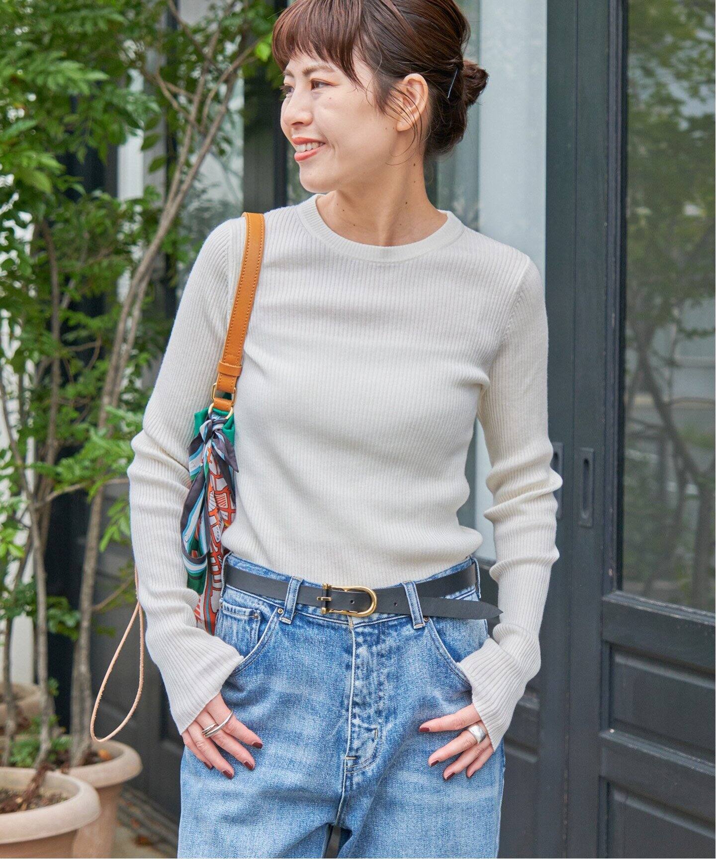 新品タグ付き【Reneルネ】ウォッシャブルウォータープルーフニットワンピース38 Pierrot ワンピース ふんわりウォッシャブル裾切り替えプチ
