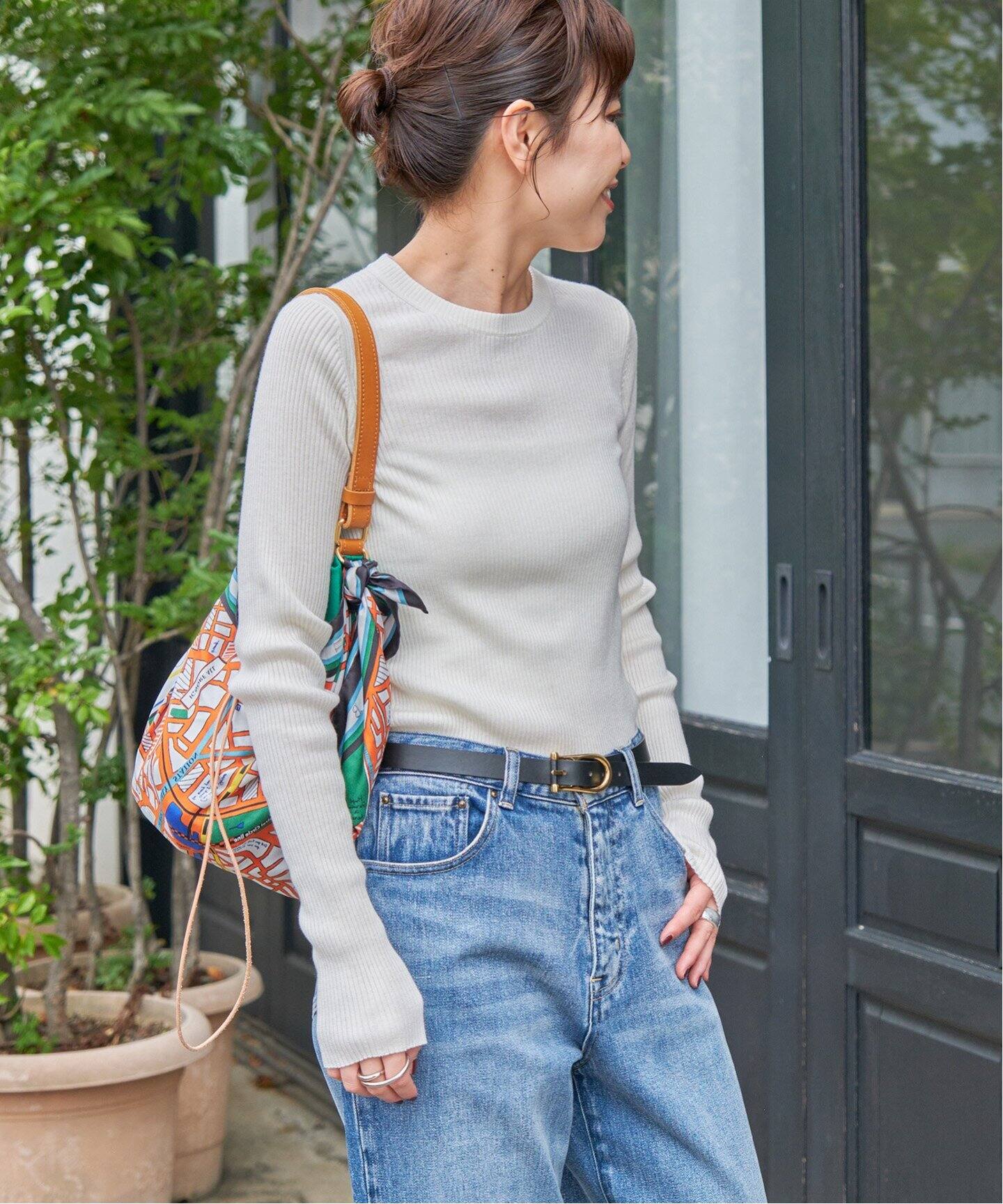 WEB限定追加》ウォッシャブル クルーネックリブニット（ニット