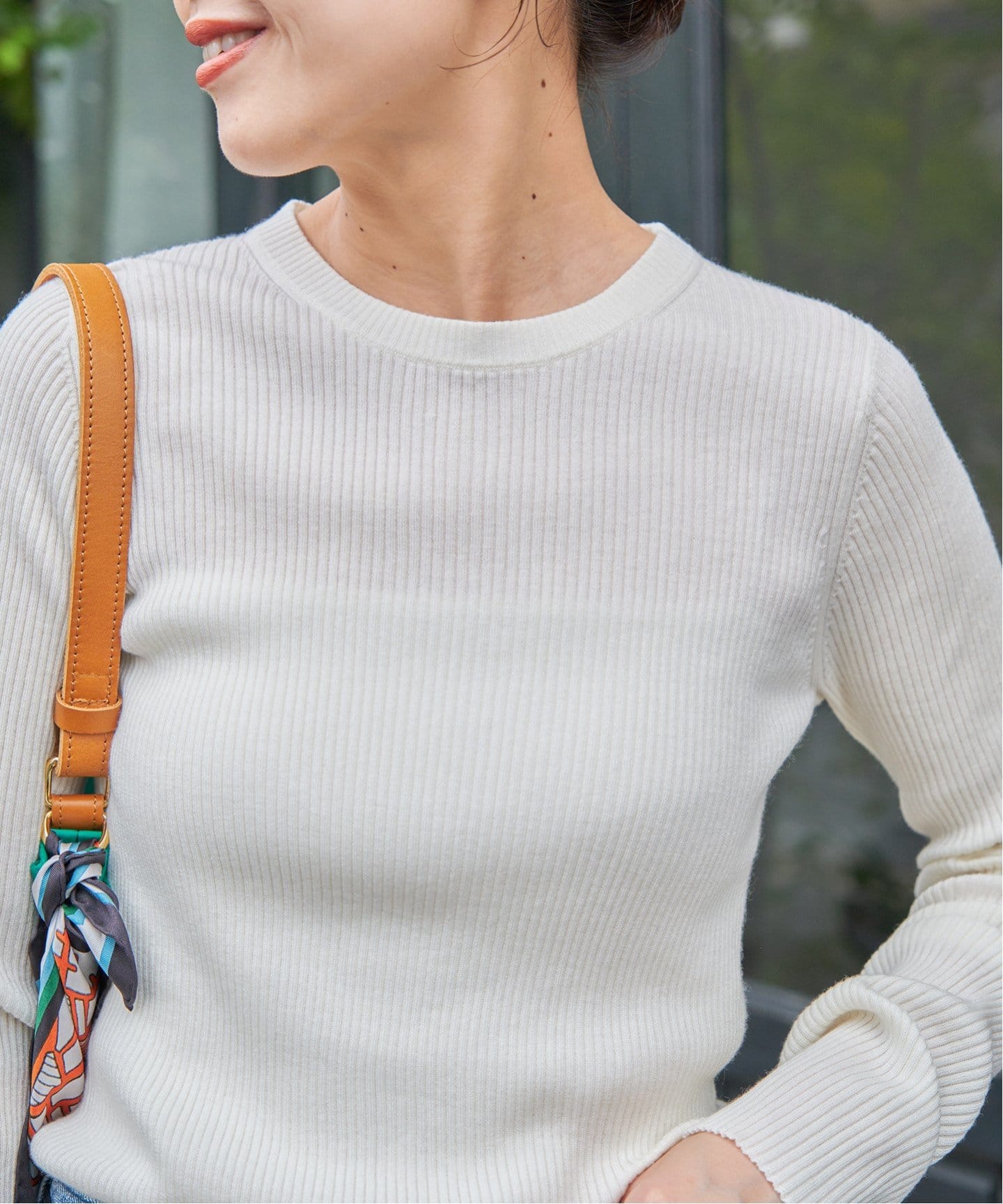 WEB限定追加》ウォッシャブル クルーネックリブニット（ニット