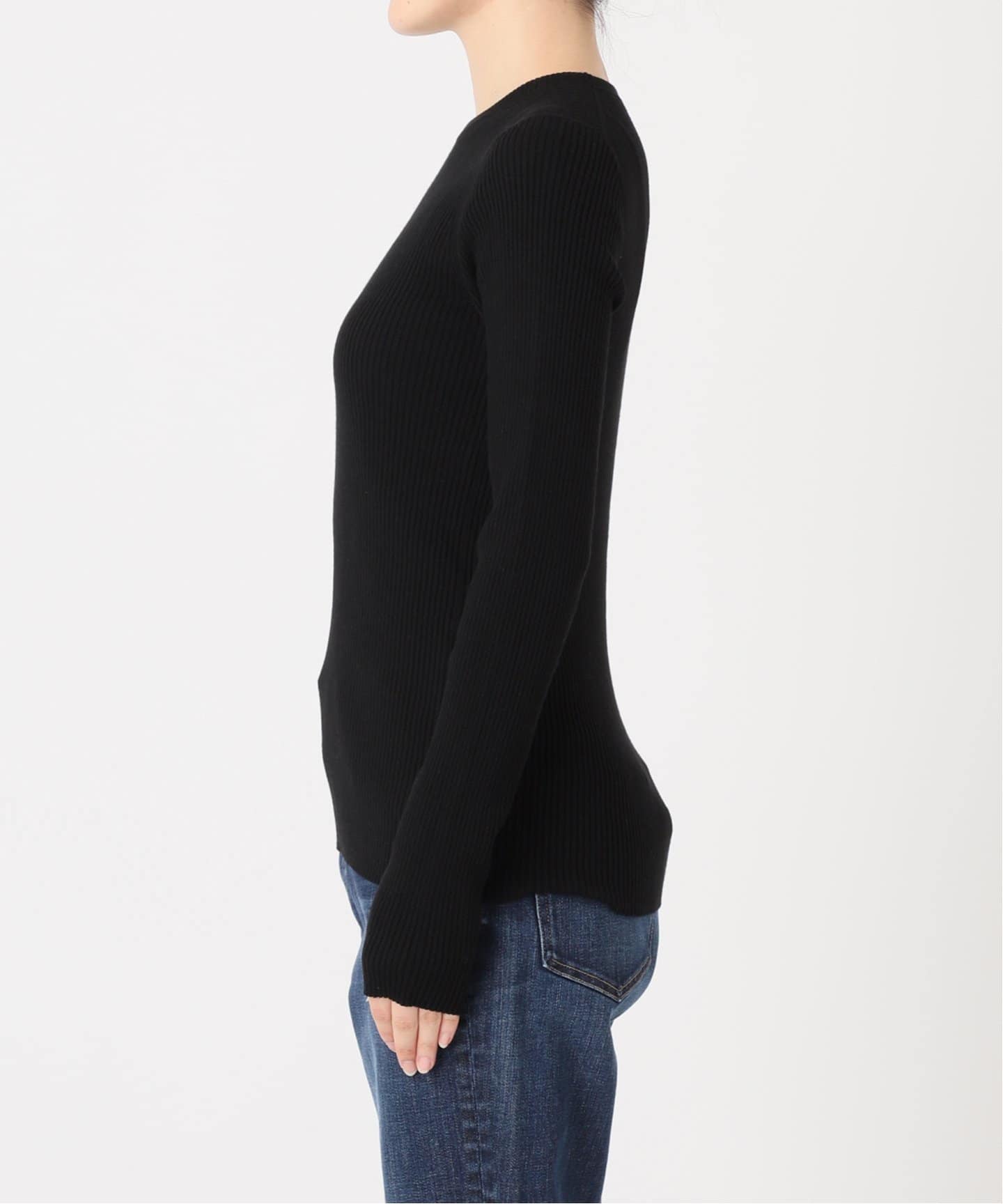 WEB限定追加》ウォッシャブル クルーネックリブニット（ニット