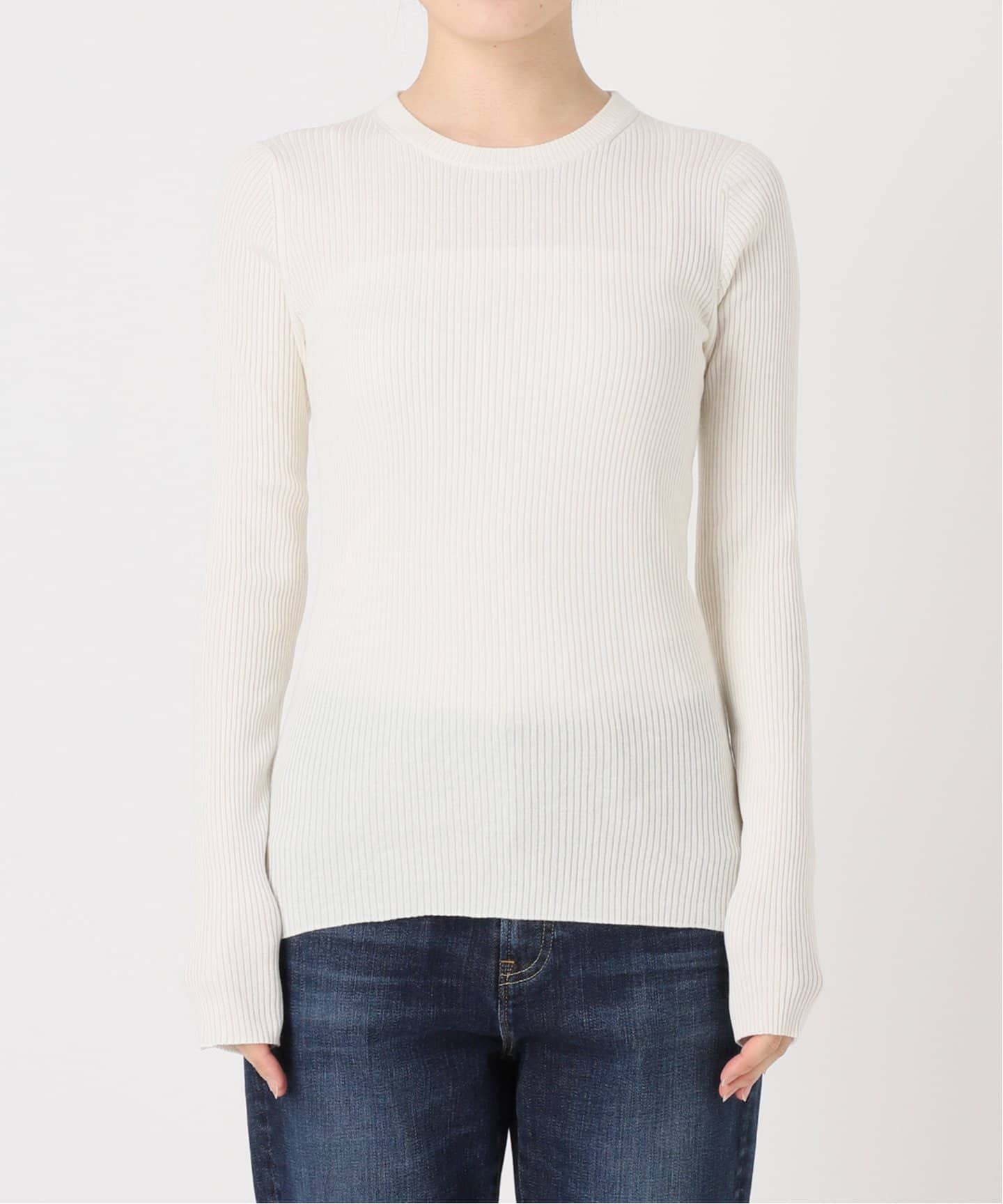 スピックアンドスパン　ウォッシャブル クルーネックリブニット WEB限定追加》ウォッシャブル クルーネックリブニット（ニット