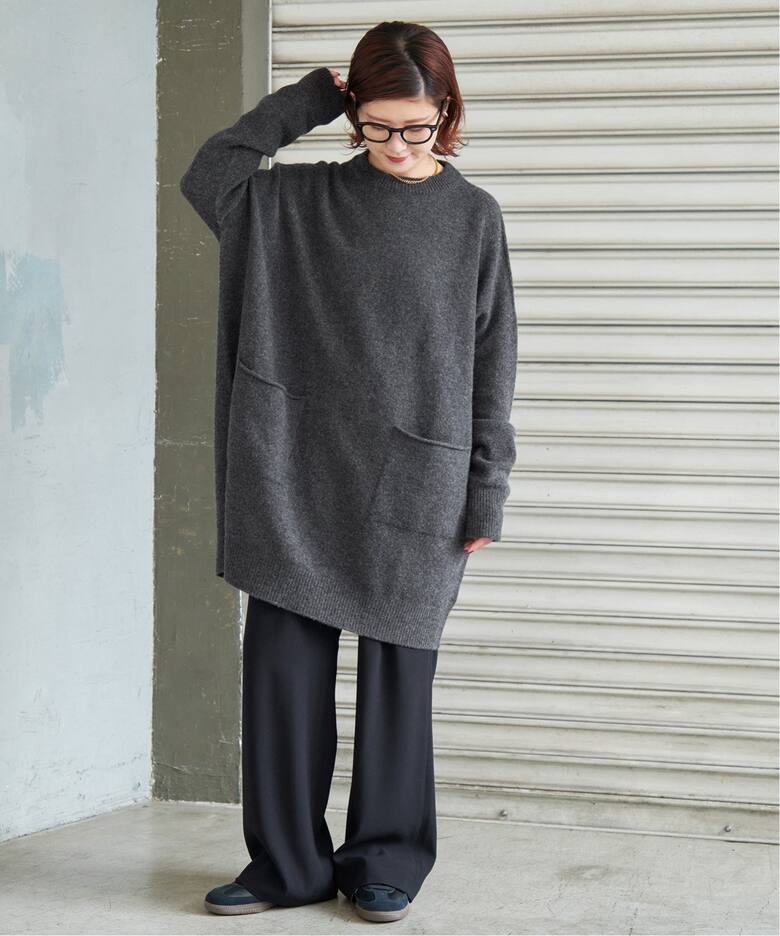クルーネック ワイドチュニック プルオーバー（ニット／セーター  