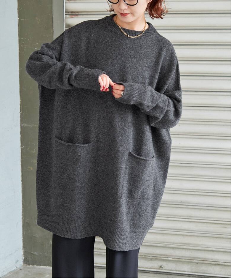クルーネック ワイドチュニック プルオーバー（ニット／セーター  