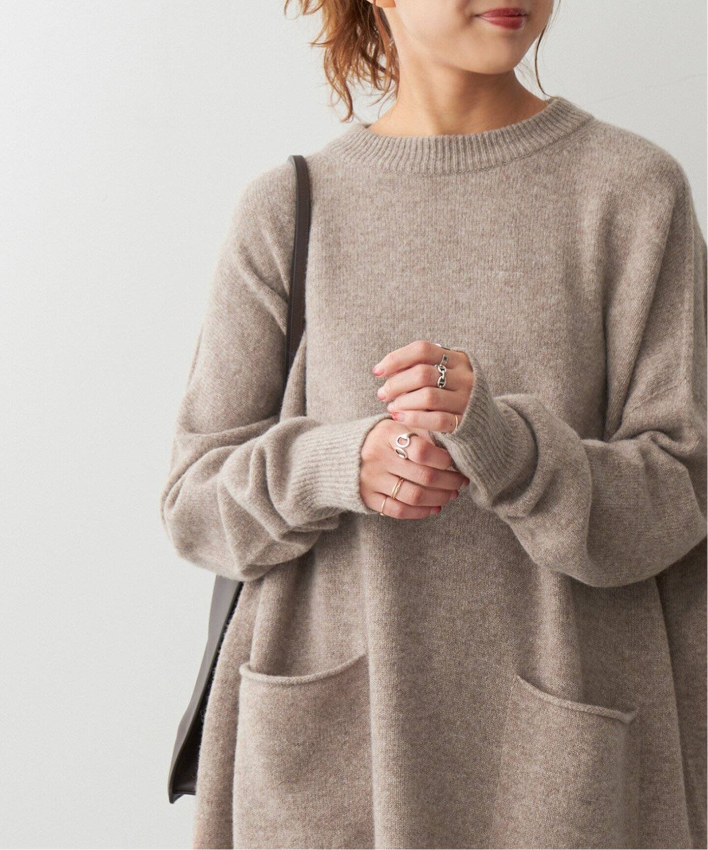 クルーネック ワイドチュニック プルオーバー（ニット／セーター  