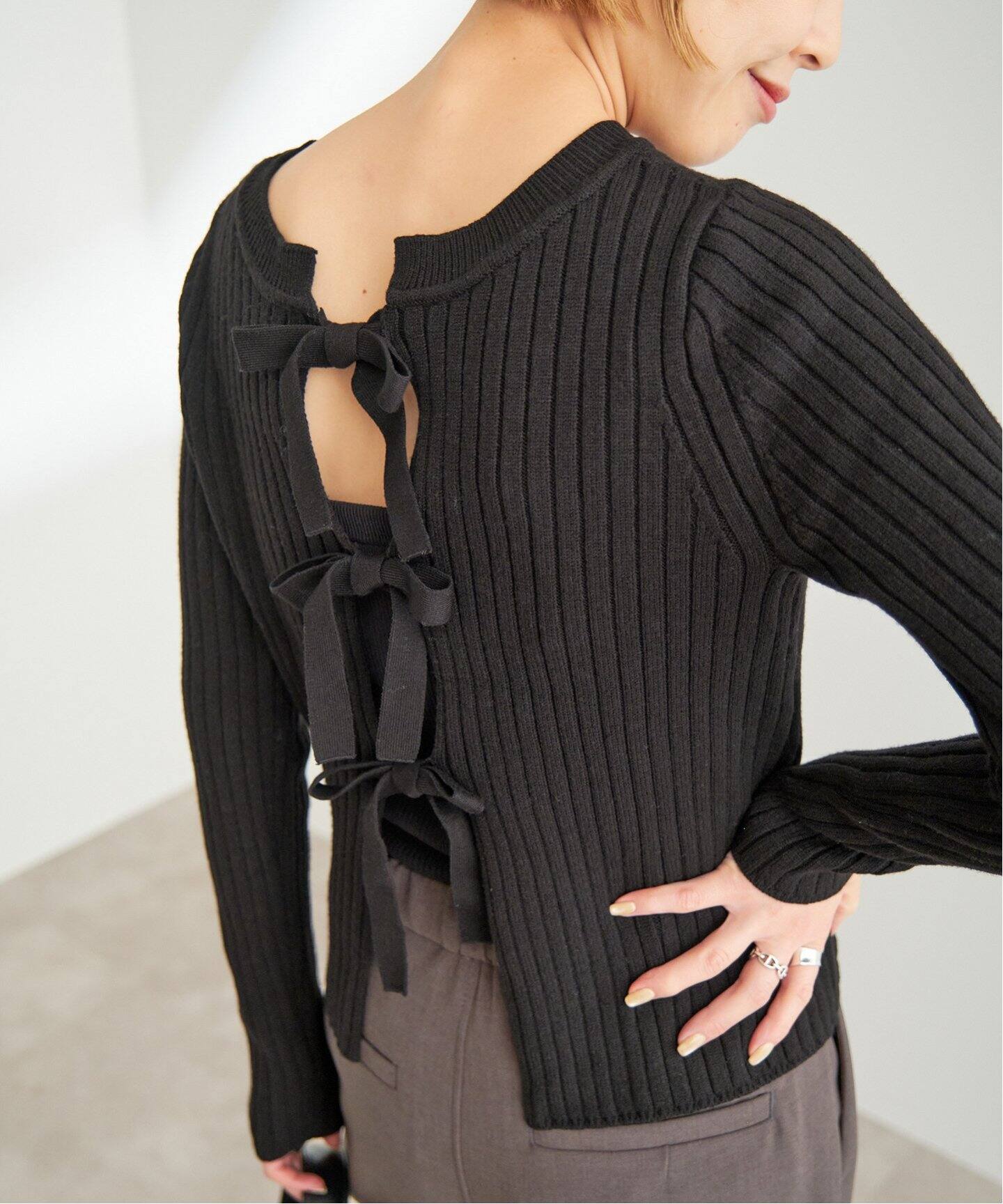 バックリボン リブプルオーバー（ニット／セーター）｜Spick and Span