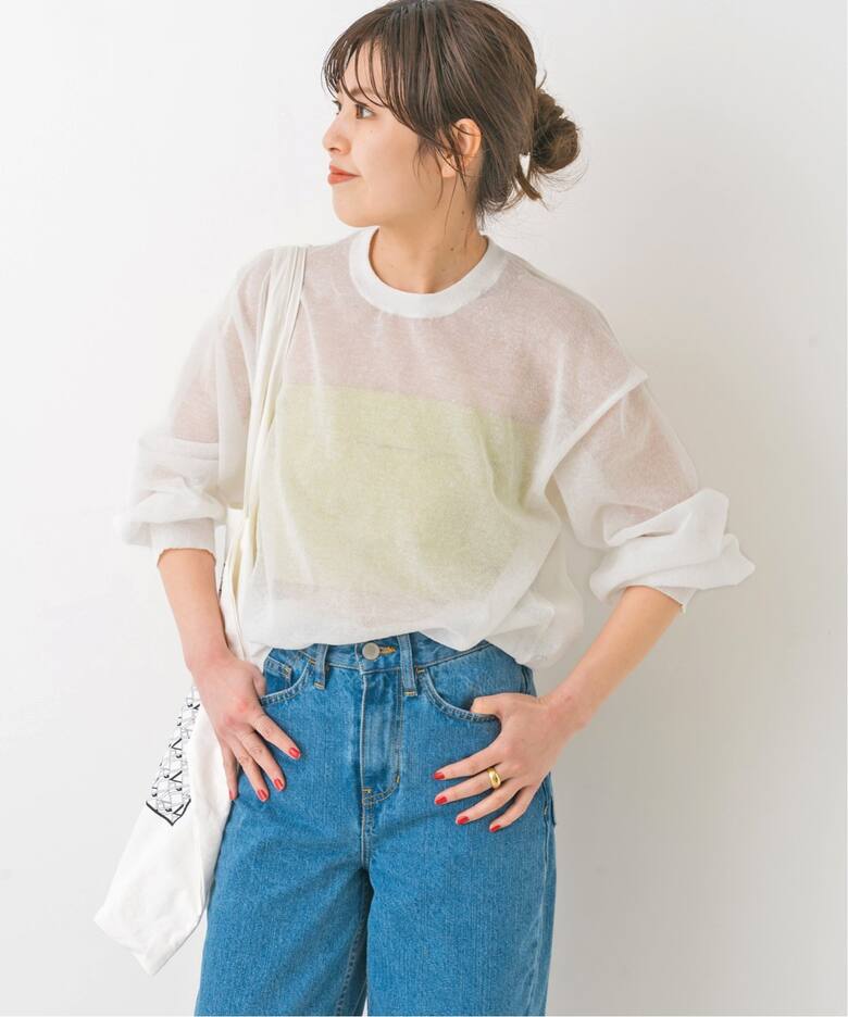 シアーニットボリュームスリーブプルオーバー（ニット／セーター  