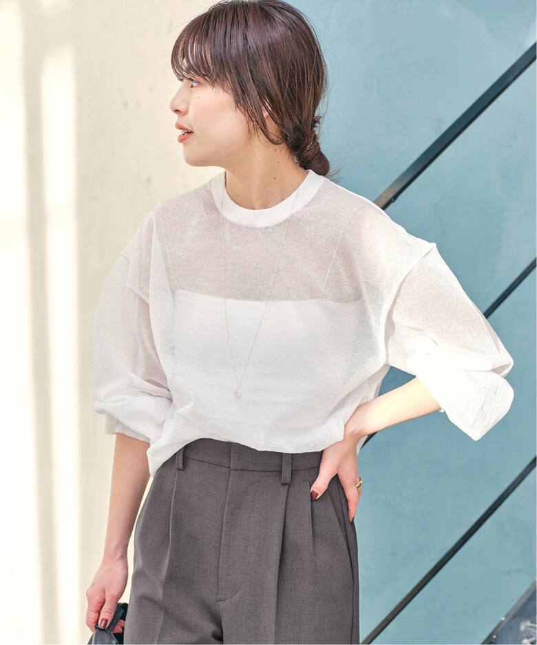 シアーニットボリュームスリーブプルオーバー（ニット／セーター  