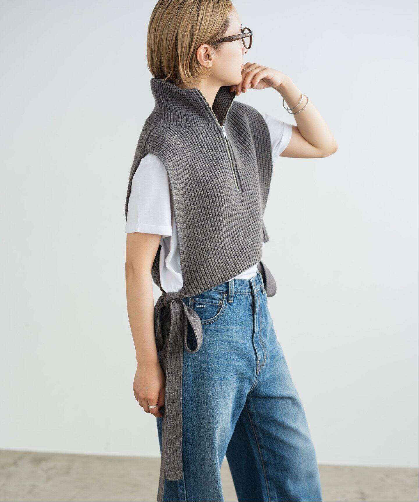 Spick and Span IIROT シアーニットベスト ホワイト 