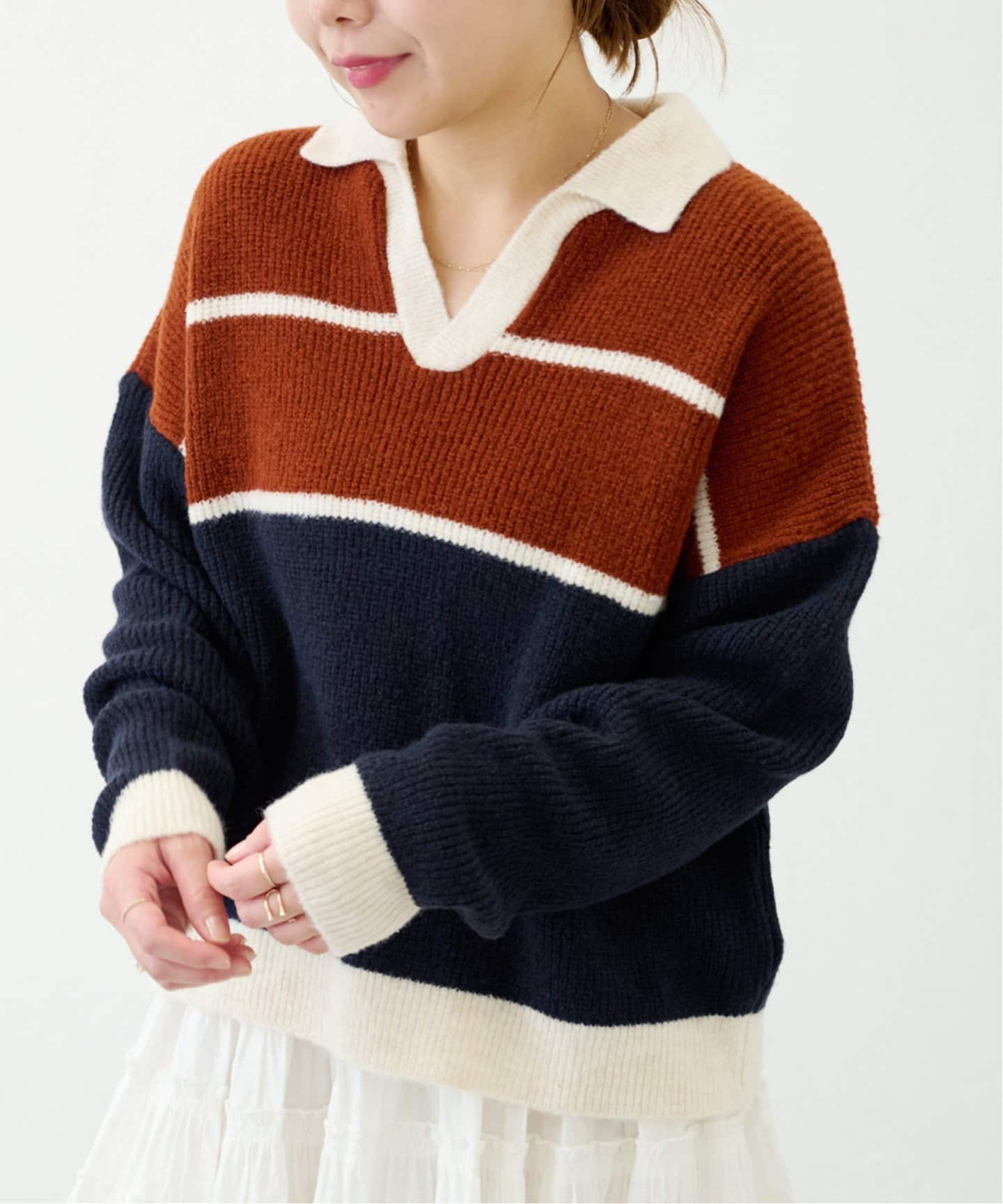 TRICOTS JEANMARC】カラースキッパーニットプルオーバー（ニット
