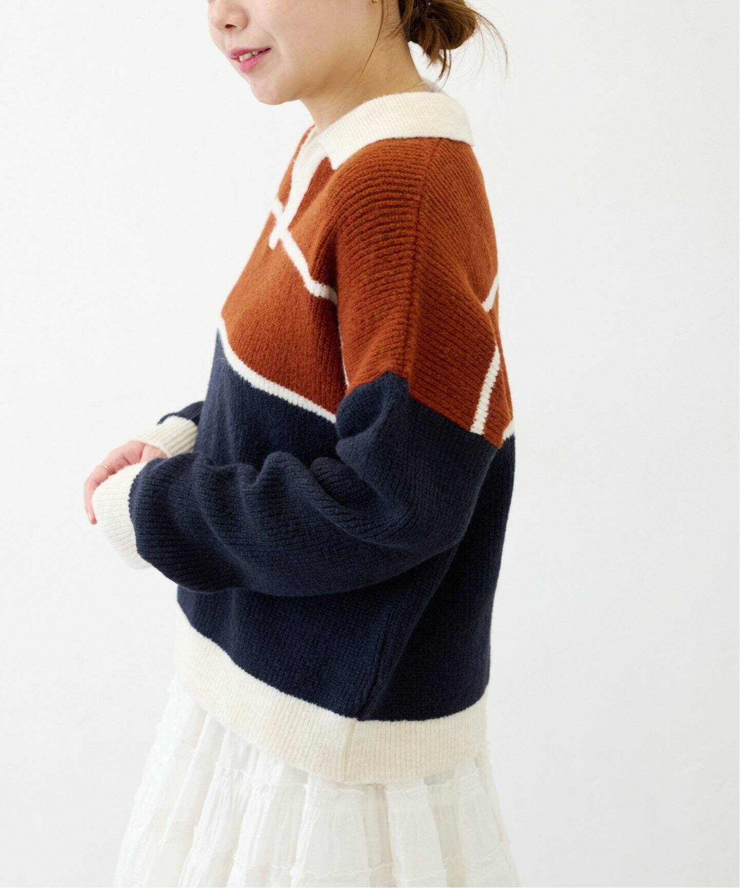 reddish brown スキッパーニット プルオーバー スキッパーニットプルオーバー | 大きいサイズ レディース専門店