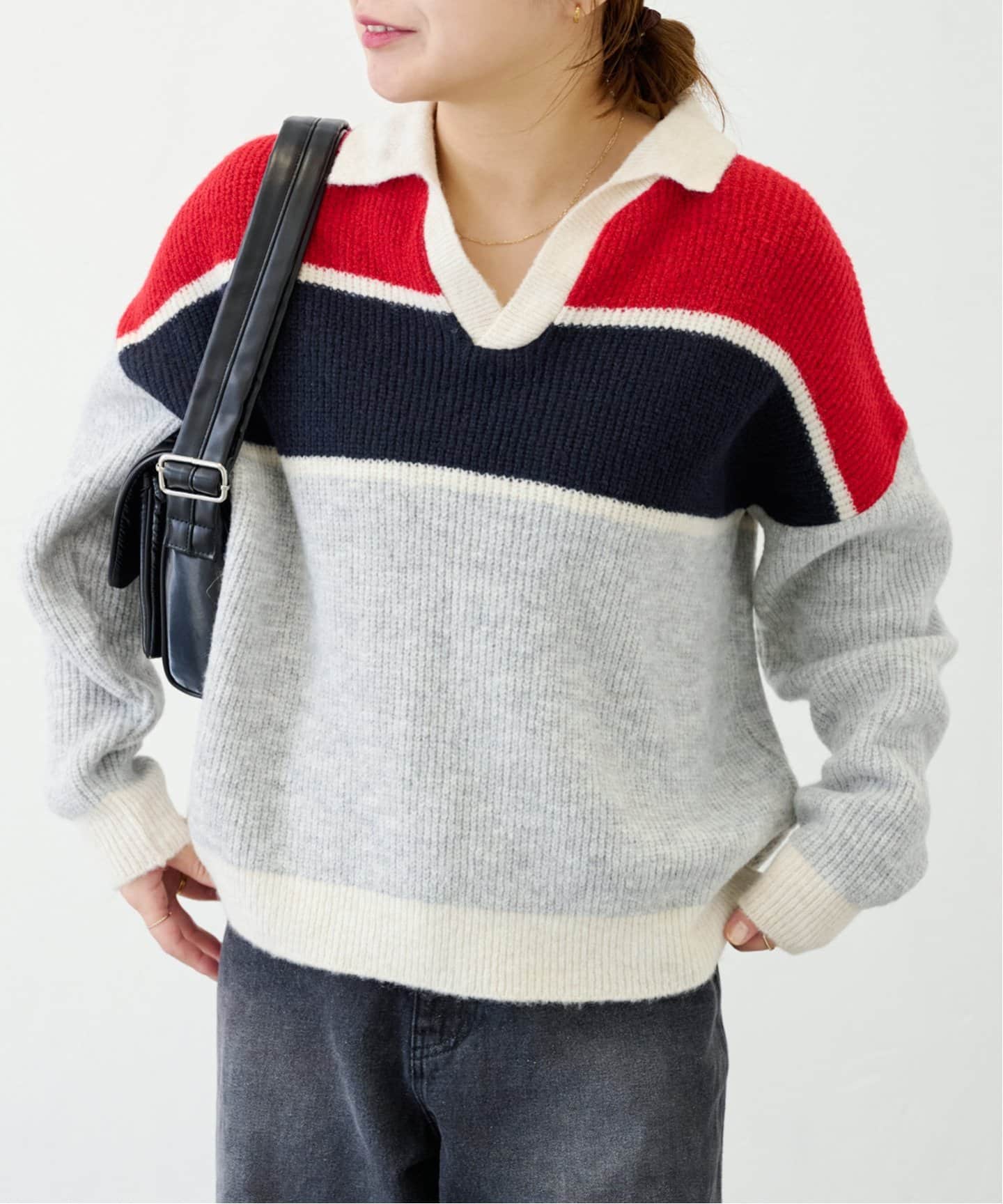 TRICOTS JEANMARC】カラースキッパーニットプルオーバー（ニット