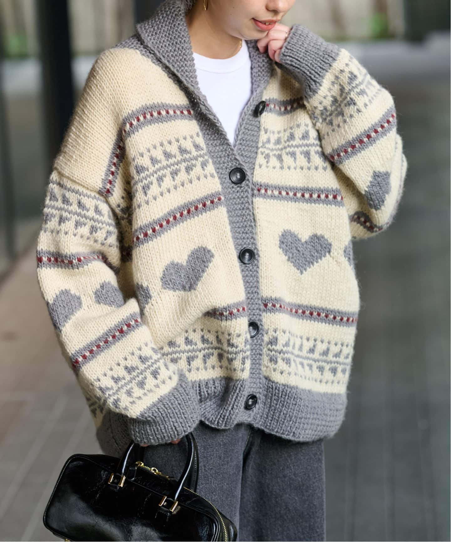 偉大な NEPAL HAND KNIT/ネパールハンドニット】 Heartカウチンニット トップス